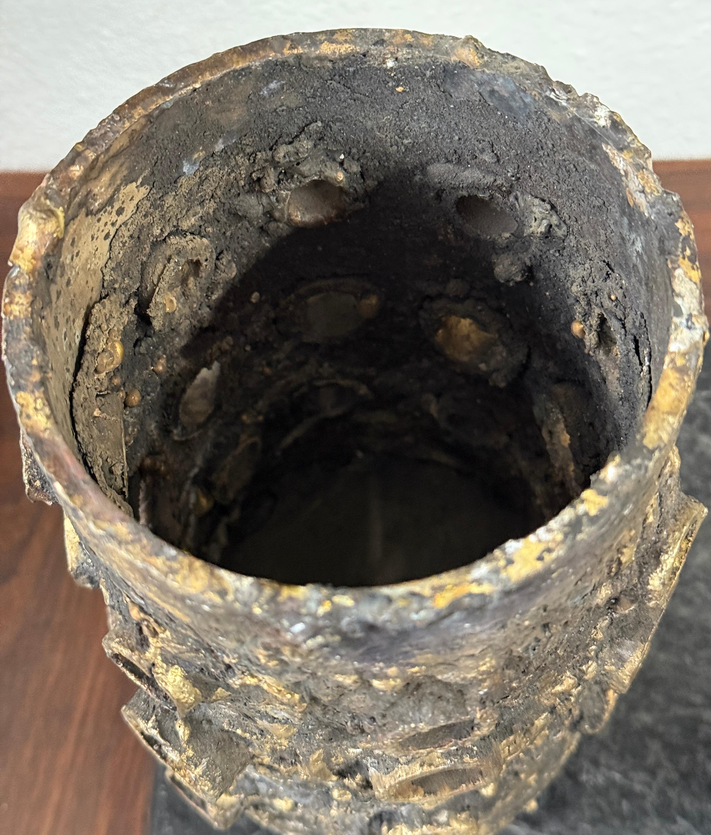 American James Bearden Torch cut Steel and Bronze Vessel For Sale