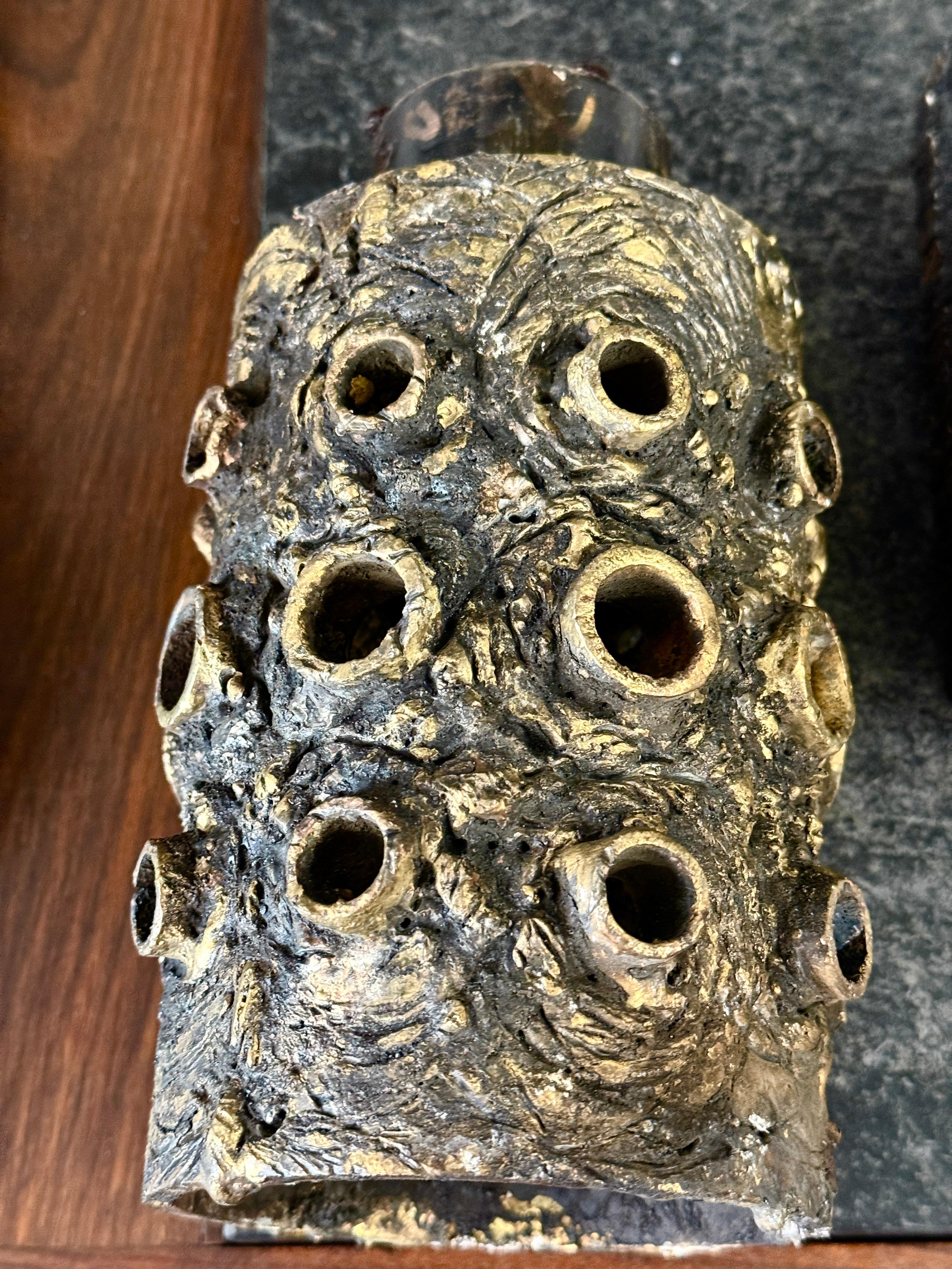 Hand-Crafted James Bearden Torch cut Steel and Bronze Vessel For Sale