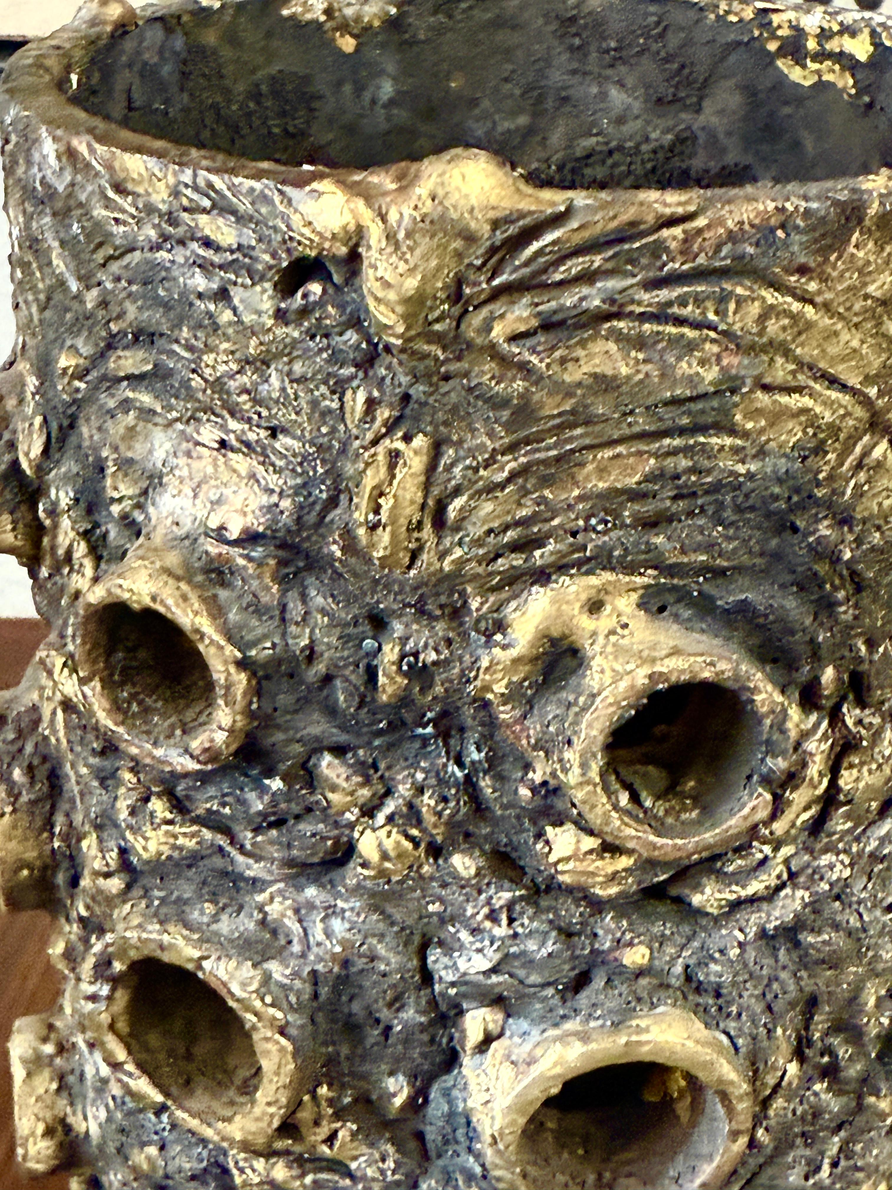 James Bearden Torch cut Steel and Bronze Vessel For Sale 1