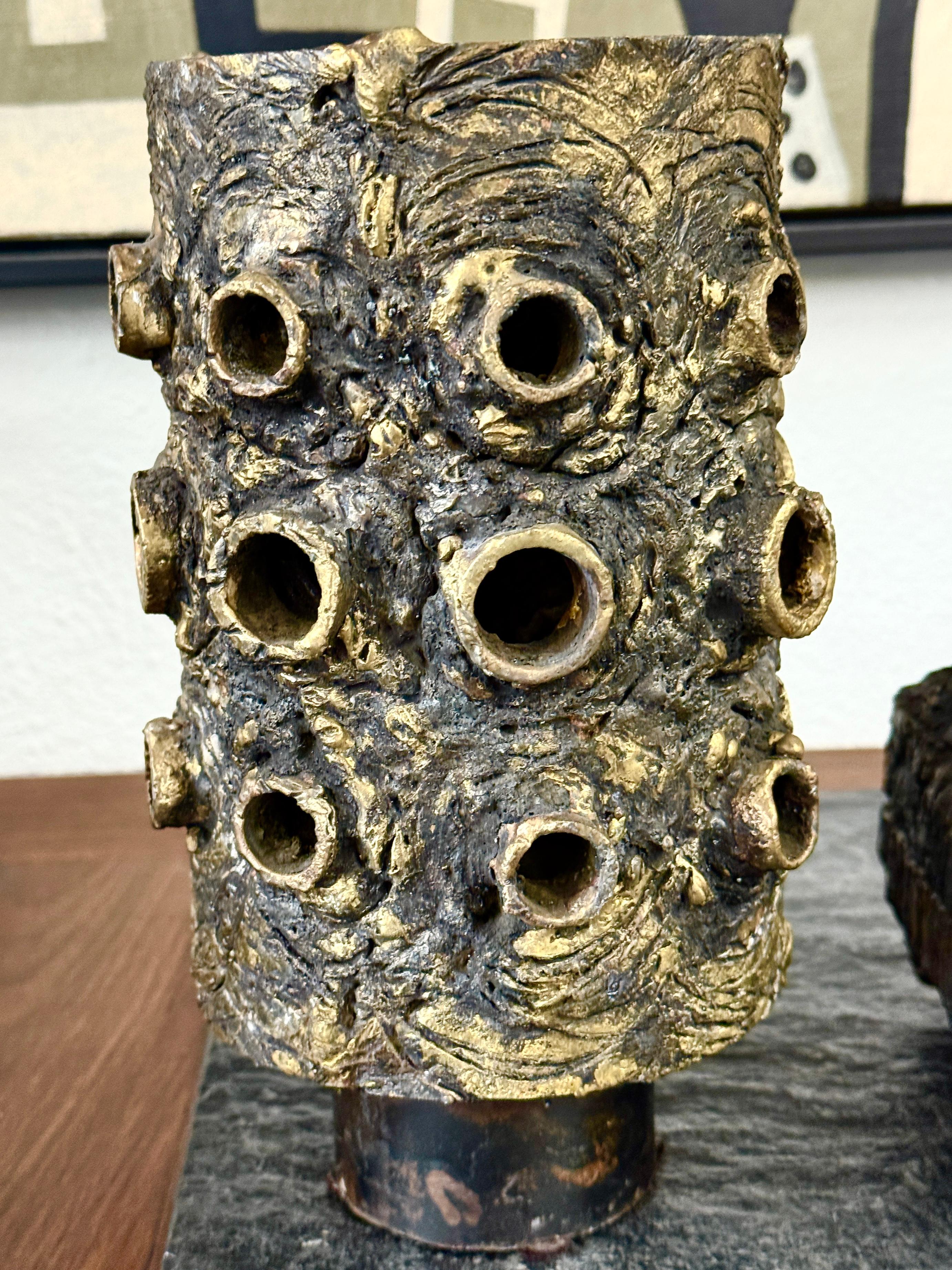 James Bearden Torch cut Steel and Bronze Vessel For Sale 2