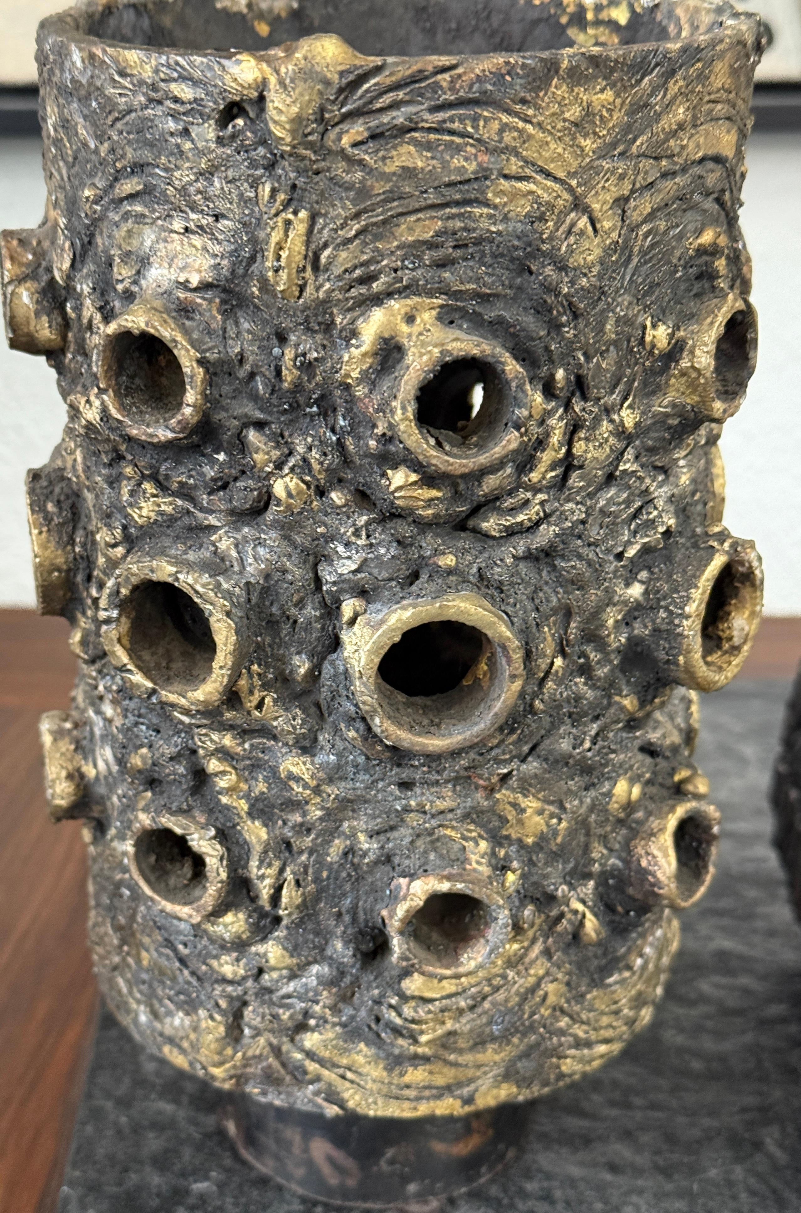 James Bearden Torch cut Steel and Bronze Vessel For Sale 3