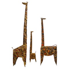 James Bearden Trio of Brutalist Giraffe Sculptures "Animal Series"