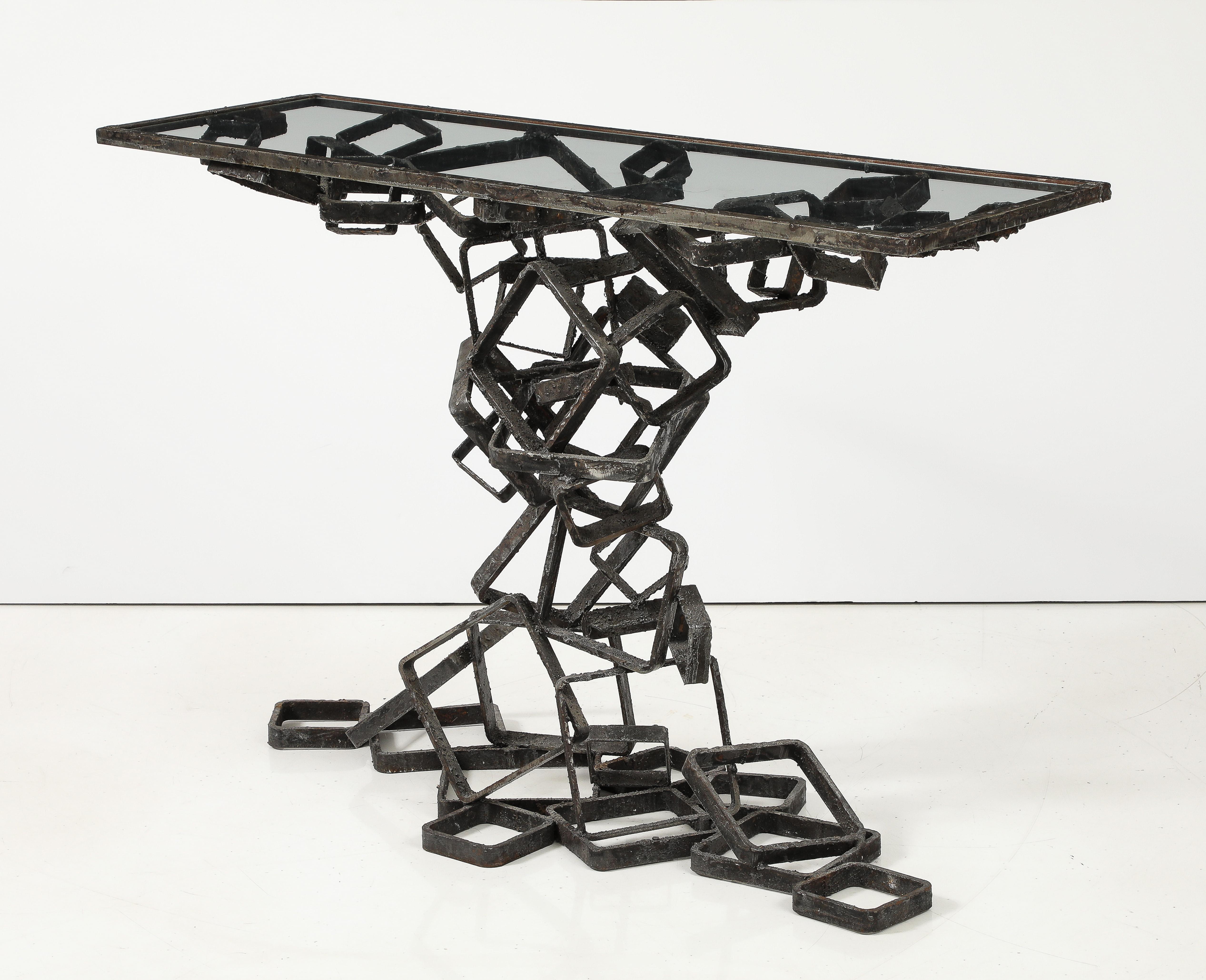20th Century James Bearden Welded Steel Brutalist Console For Sale