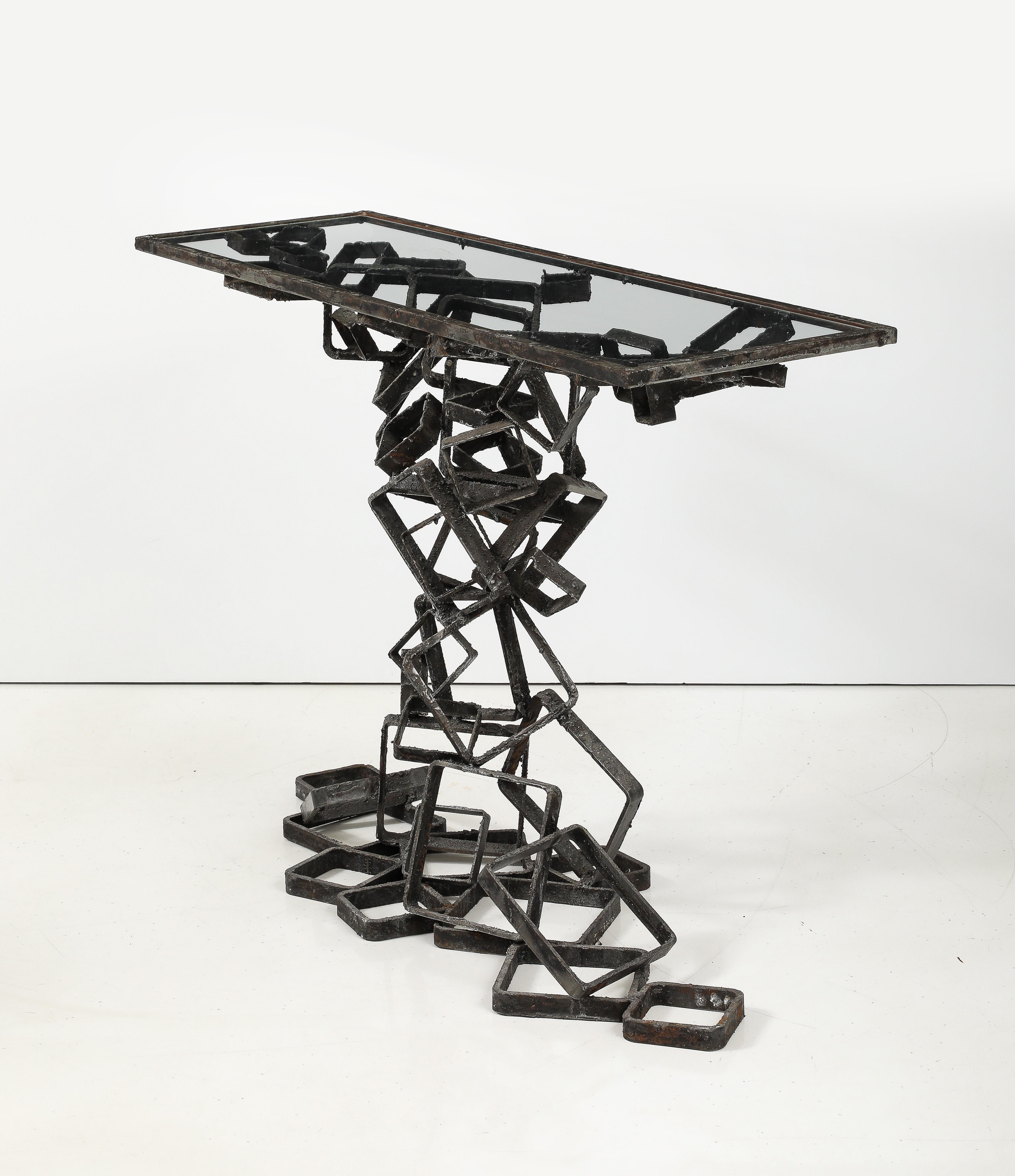 American James Bearden Welded Steel Brutalist Console For Sale