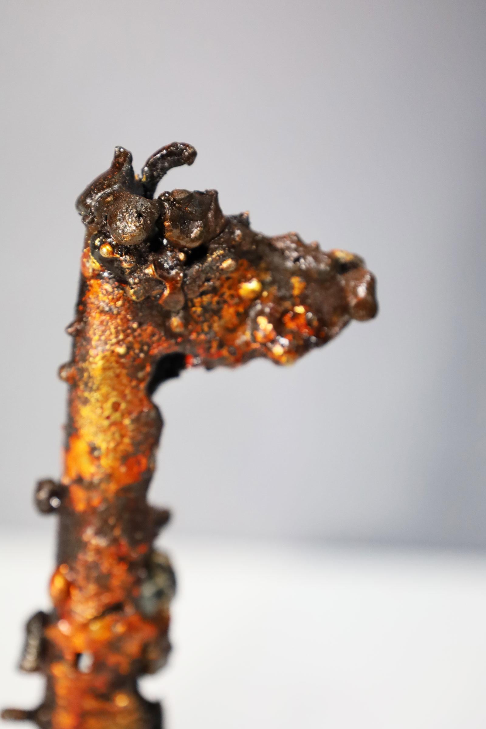 Contemporary James Bearden Trio of Brutalist Metal Giraffe Sculptures, Signed For Sale
