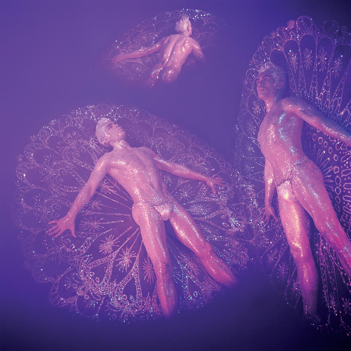 James Bidgood Nude Photograph - Triple Exposure of Jack Frost with Orchid Filter