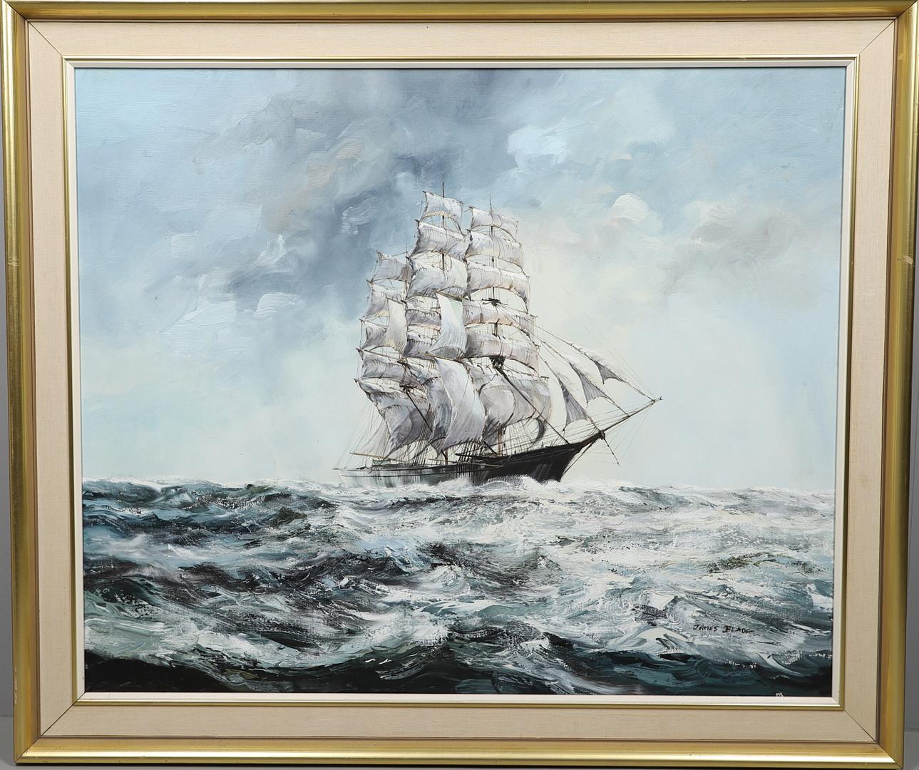 Barque At Sea - Painting by James Blade