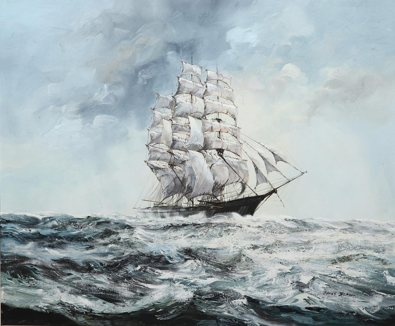 James Blade Landscape Painting - Barque At Sea