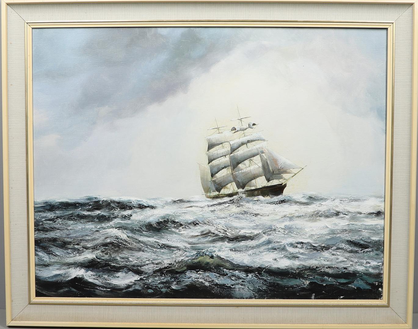 Barque At Sea, Woollahra  - American Realist Painting by James Blade