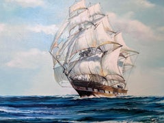 James Blade - Majestic Tall Ship Original Oil Painting on canvas – Gold Frame