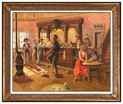 Vintage Buckeye James C Blake Large Original Painting Oil On Canvas Signed Western Art