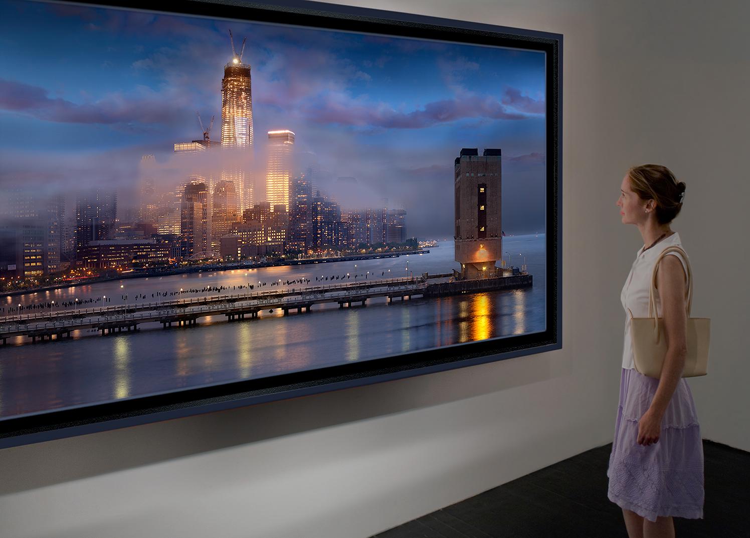 One World Trade Center 11 (Panoramiklandschaft mit Farbdruck des Freedom Tower) (Violett), Color Photograph, von James Bleecker