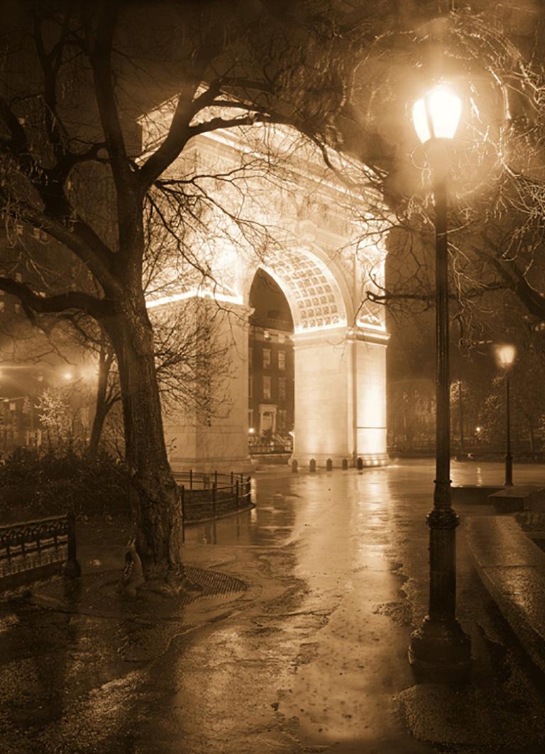 James Bleecker Black and White Photograph - Washington Square Arch (New York City Sepia Toned Print on Watercolor Paper)