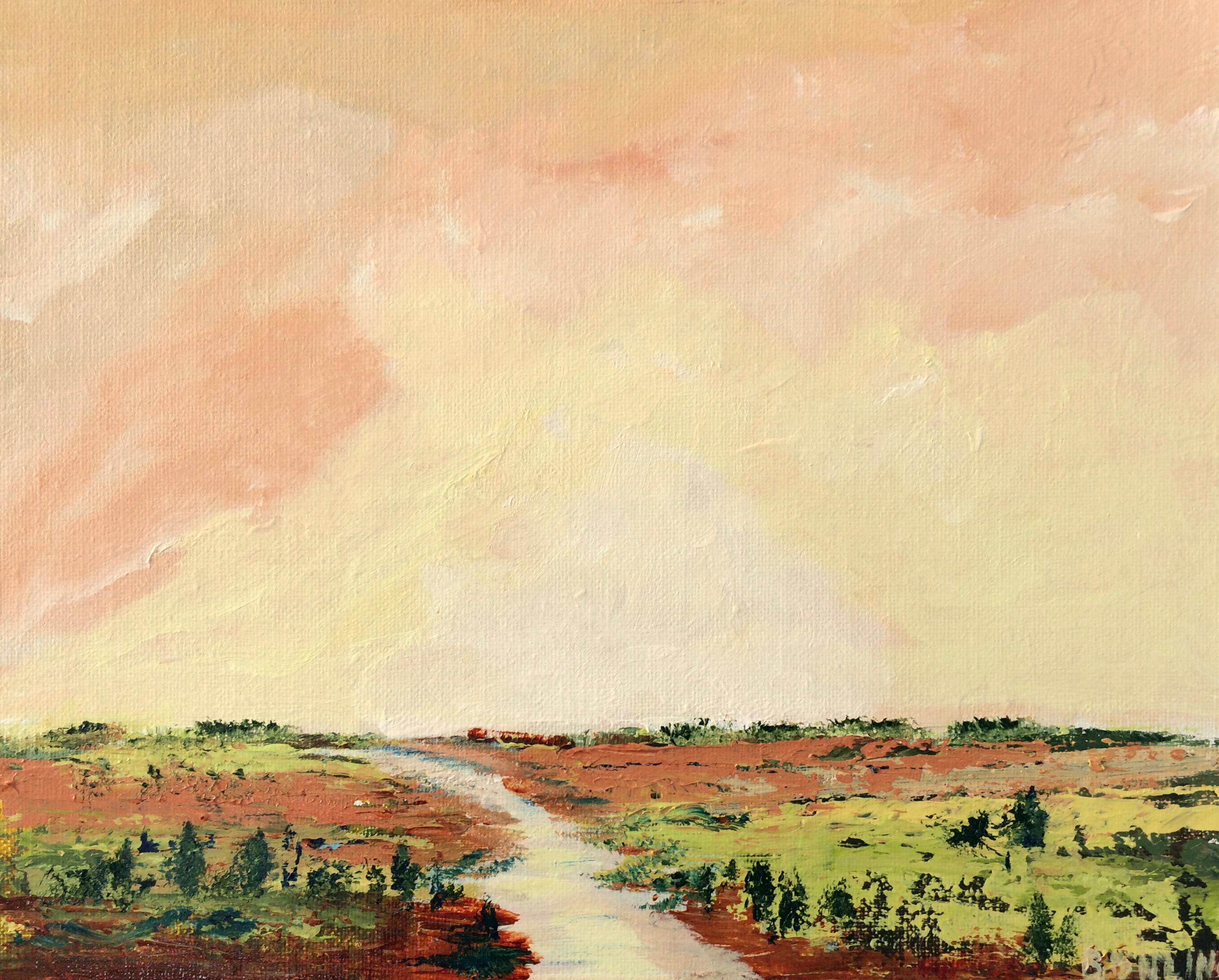 James Bohling Landscape Painting - Slowed Down (landscape, sky, pink)