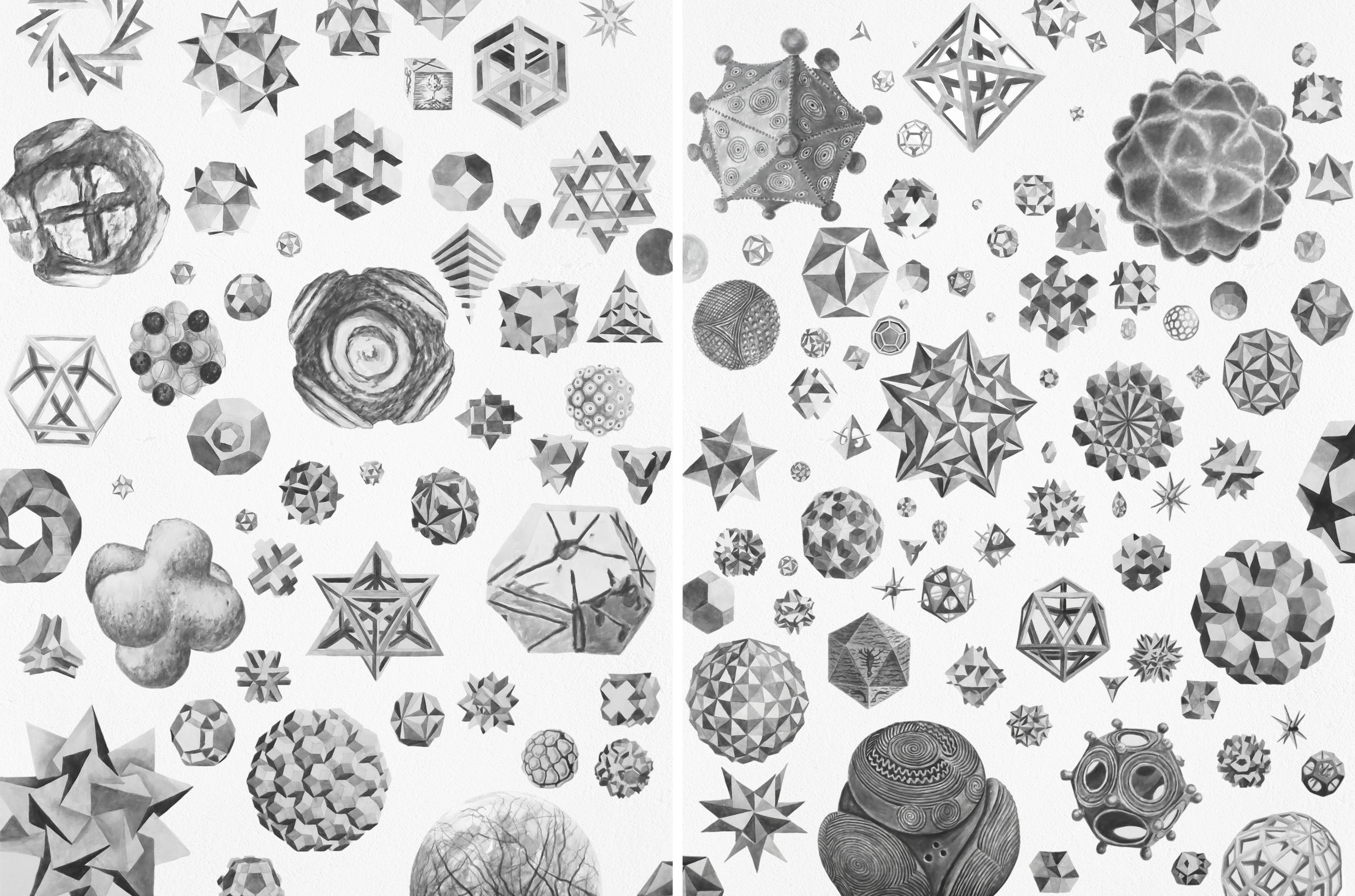 Diptyque Cielo platon 4 et 1. Peinture De la série Le paradis de Platon