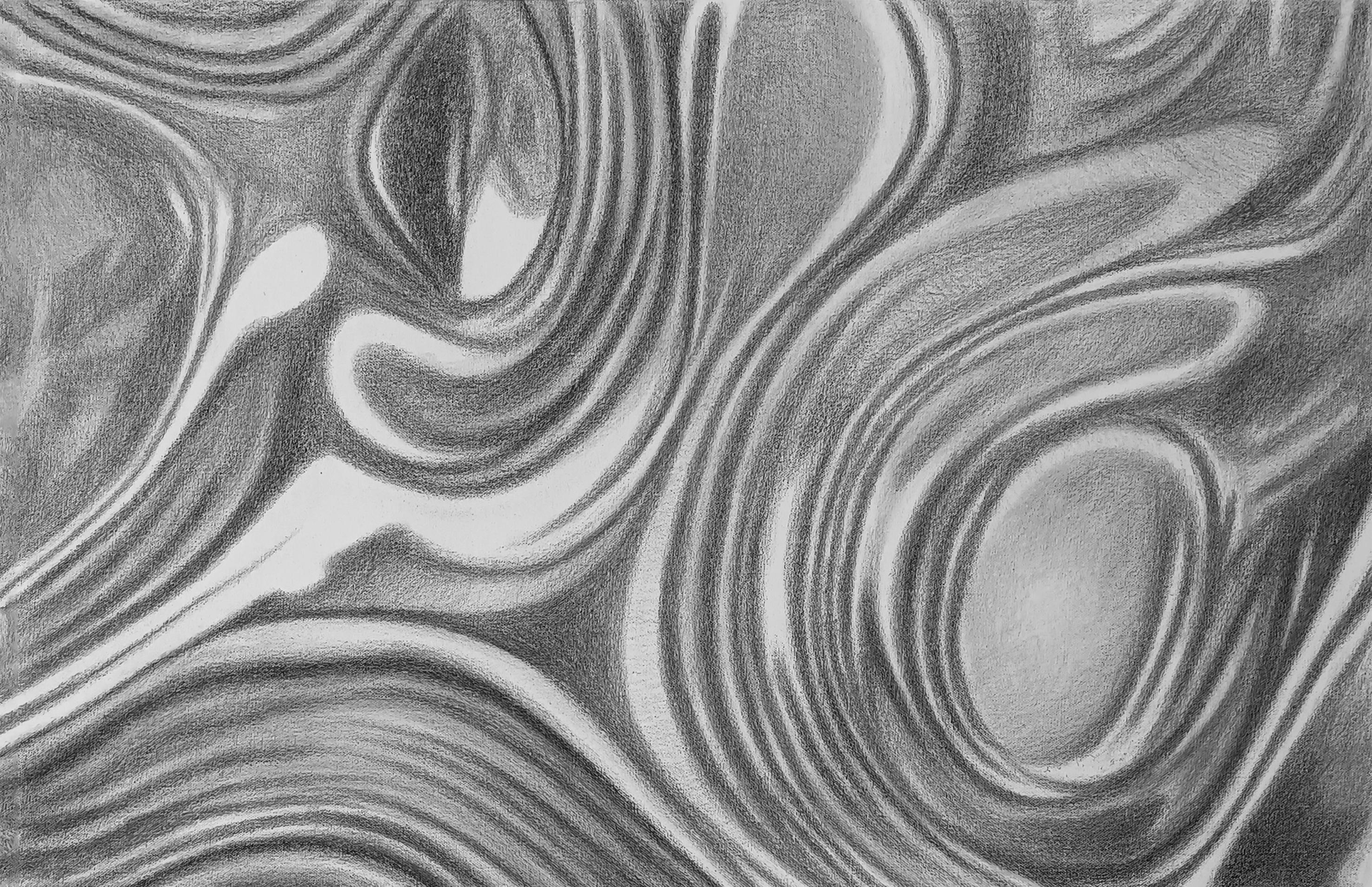 Fluidos. Pintura De la serie El cielo de Platón.  Carboncillo sobre lienzo - Art Abstracto de James Bonachea Guerra