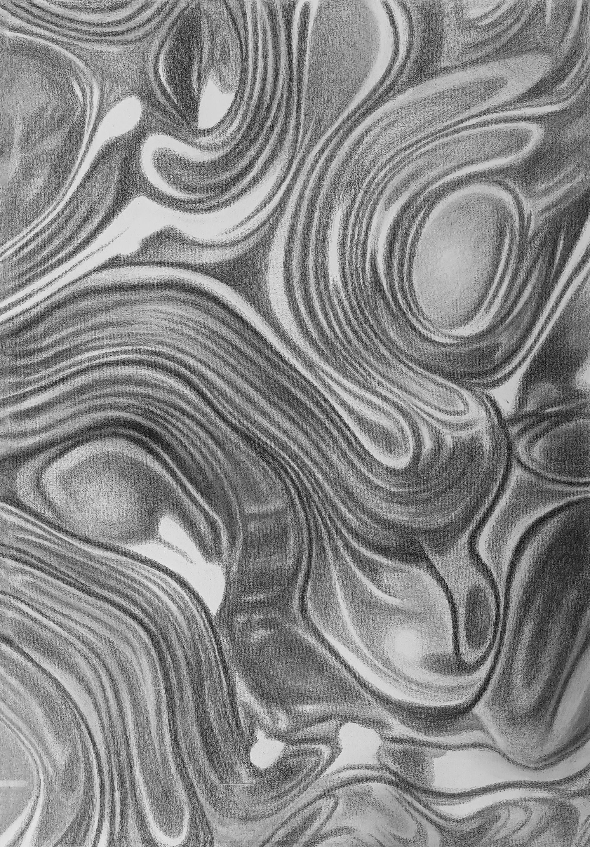 Fluidos. Painting From the series Plato’s Heaven.  Charcoal on canvas
