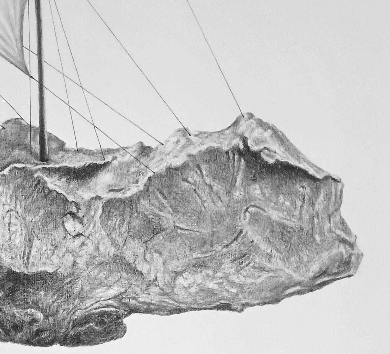 Meteorito impulsato dal vento. Incorniciato. Dalla serie Il paradiso di Platone - Painting Astratto di James Bonachea Guerra