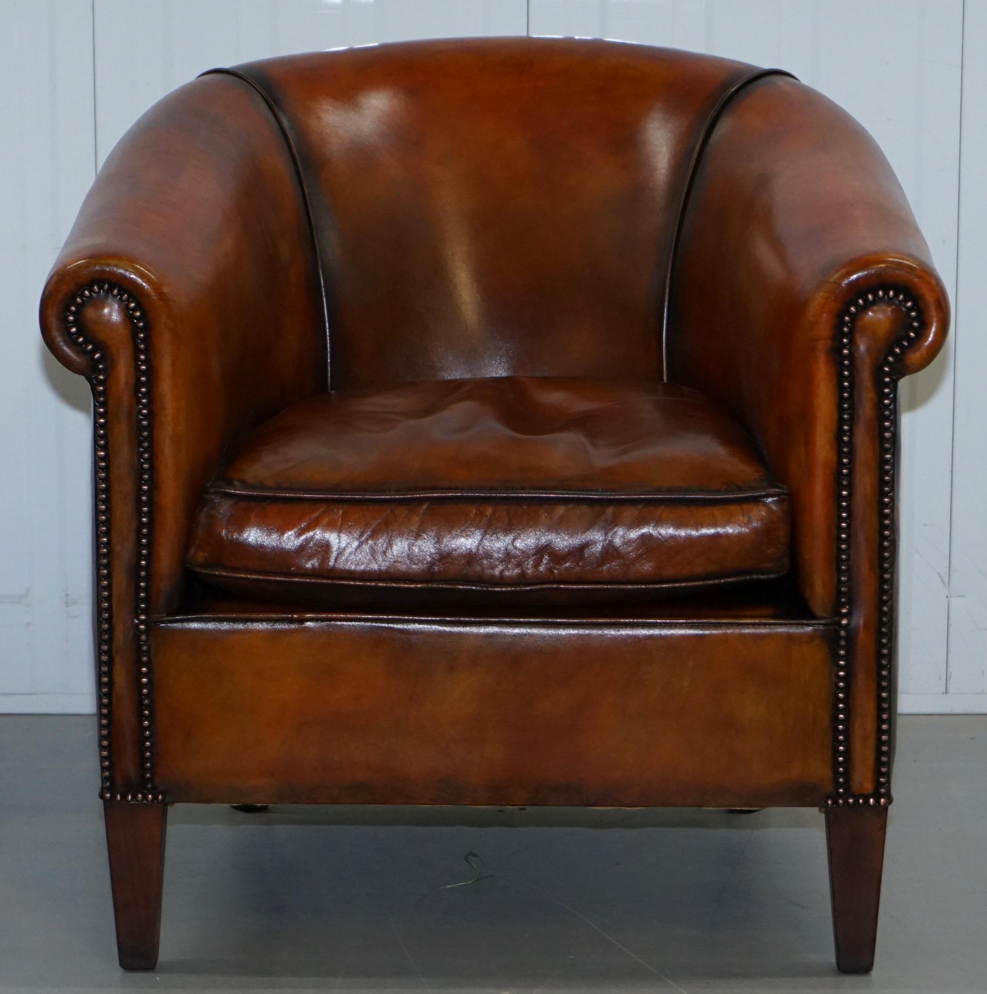 We are delighted to offer for sale this super cool fully restored James Bond 007 leather chairs of Bath Amersham armchair

In better than original condition as our leather polishers have stripped the chair back to the natural hide, its then been