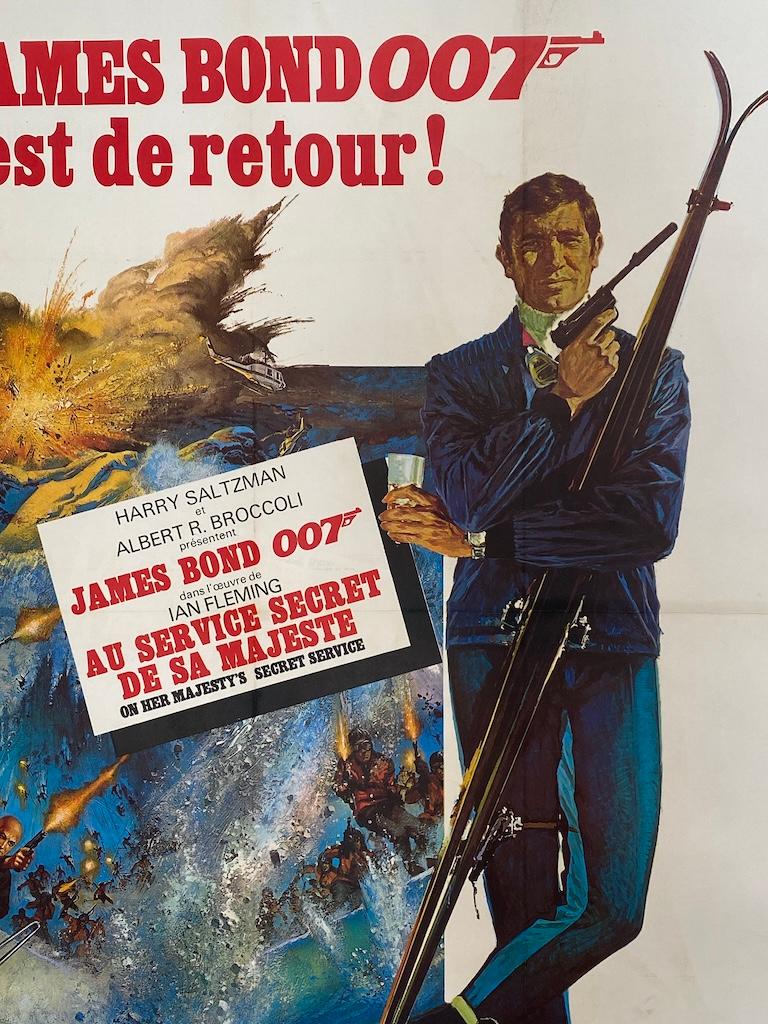 JAMES BOND 007 Cartel original francés de época, c. 1969 

El póster de James Bond de 1969 es para la película Al servicio secreto de su majestad, la sexta de la serie oficial de James Bond producida por EON Productions. Protagonizada por  el actor