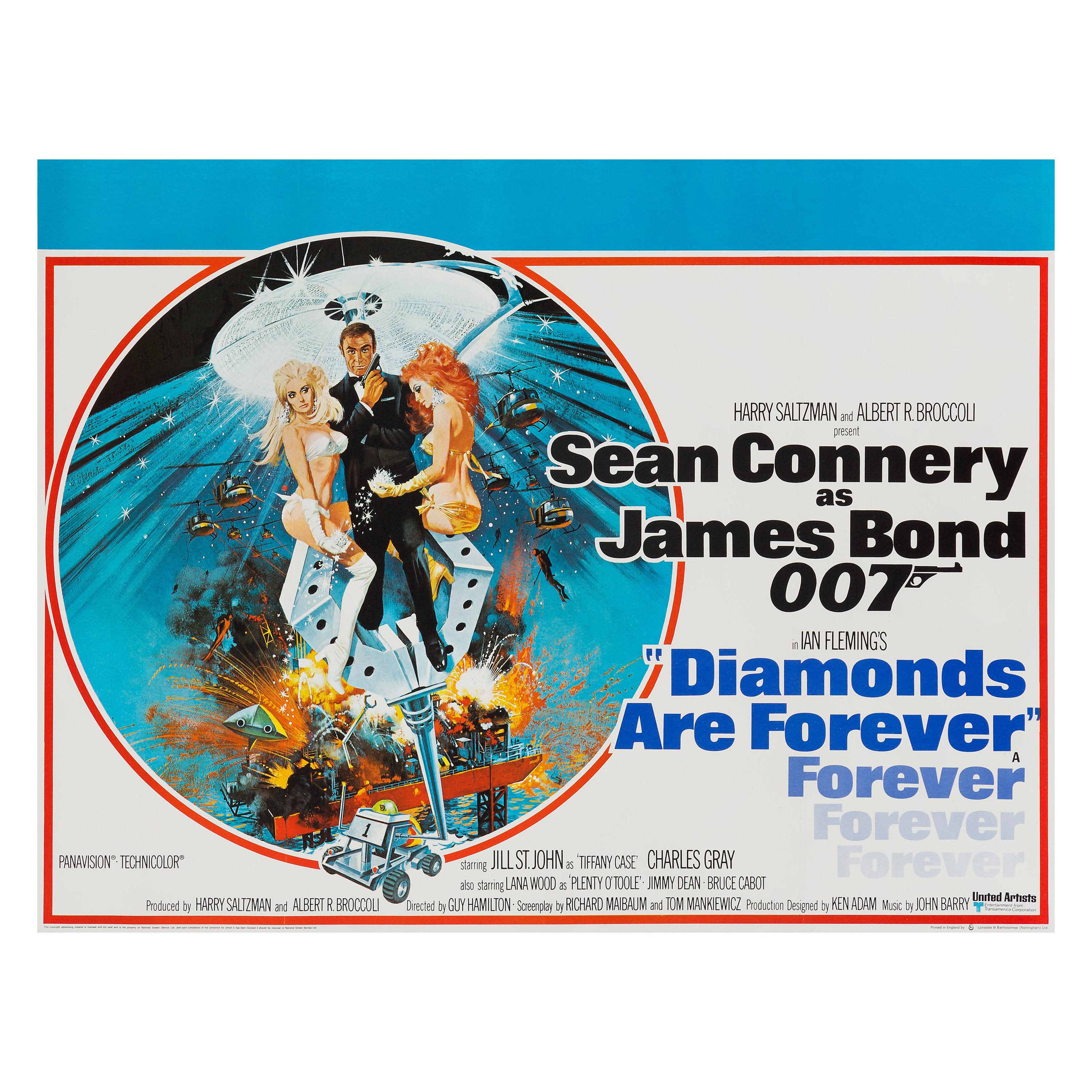 James Bond "Diamonds Are Forever" Original Vintage Movie Poster, British, 1971