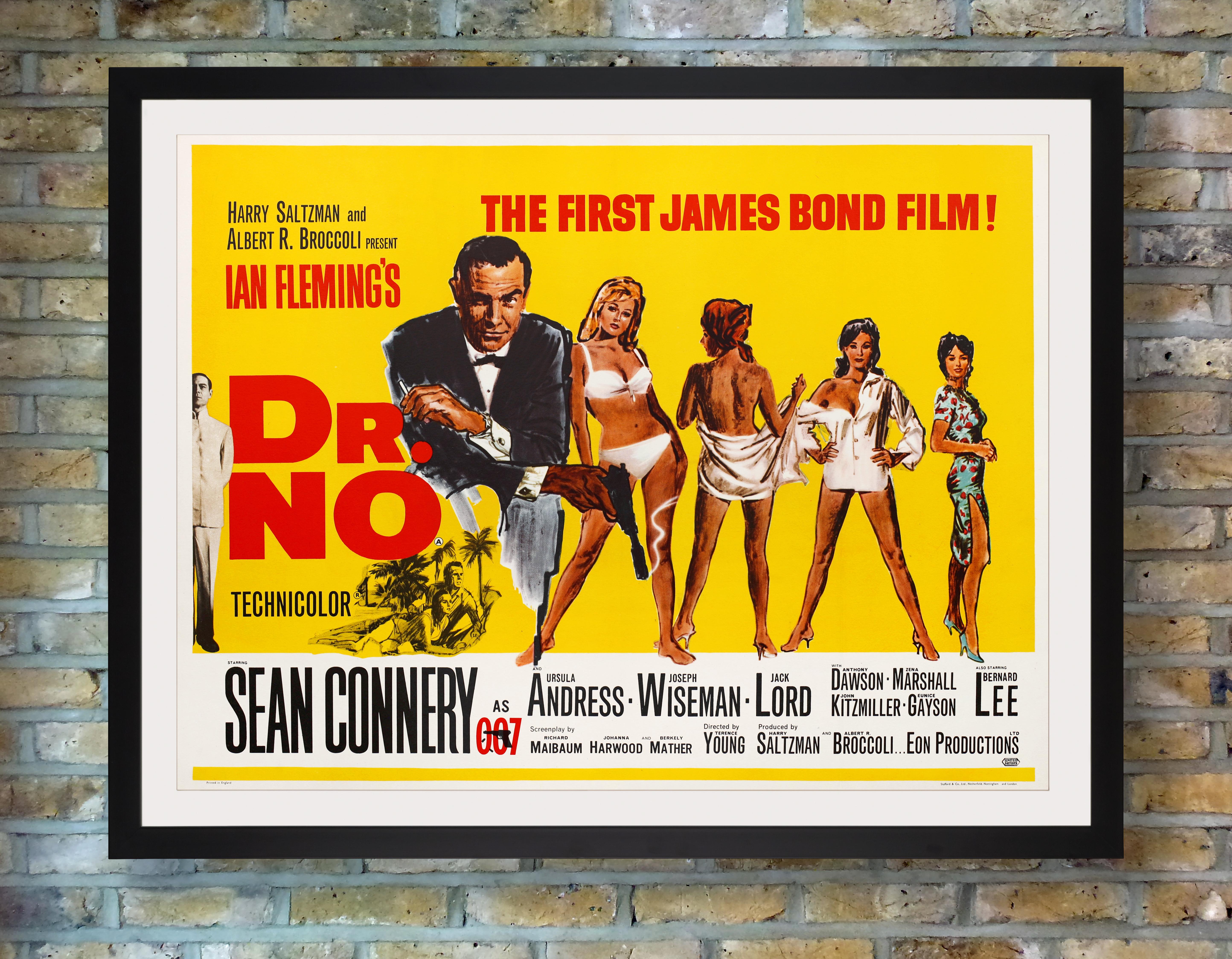 A scarce and sought after country-of-origin poster for the first release of the first James Bond film. Based on Ian Fleming's novel of the same name, the 1962 release of 'Dr. No' first introduced the world to one of the most enduring characters in