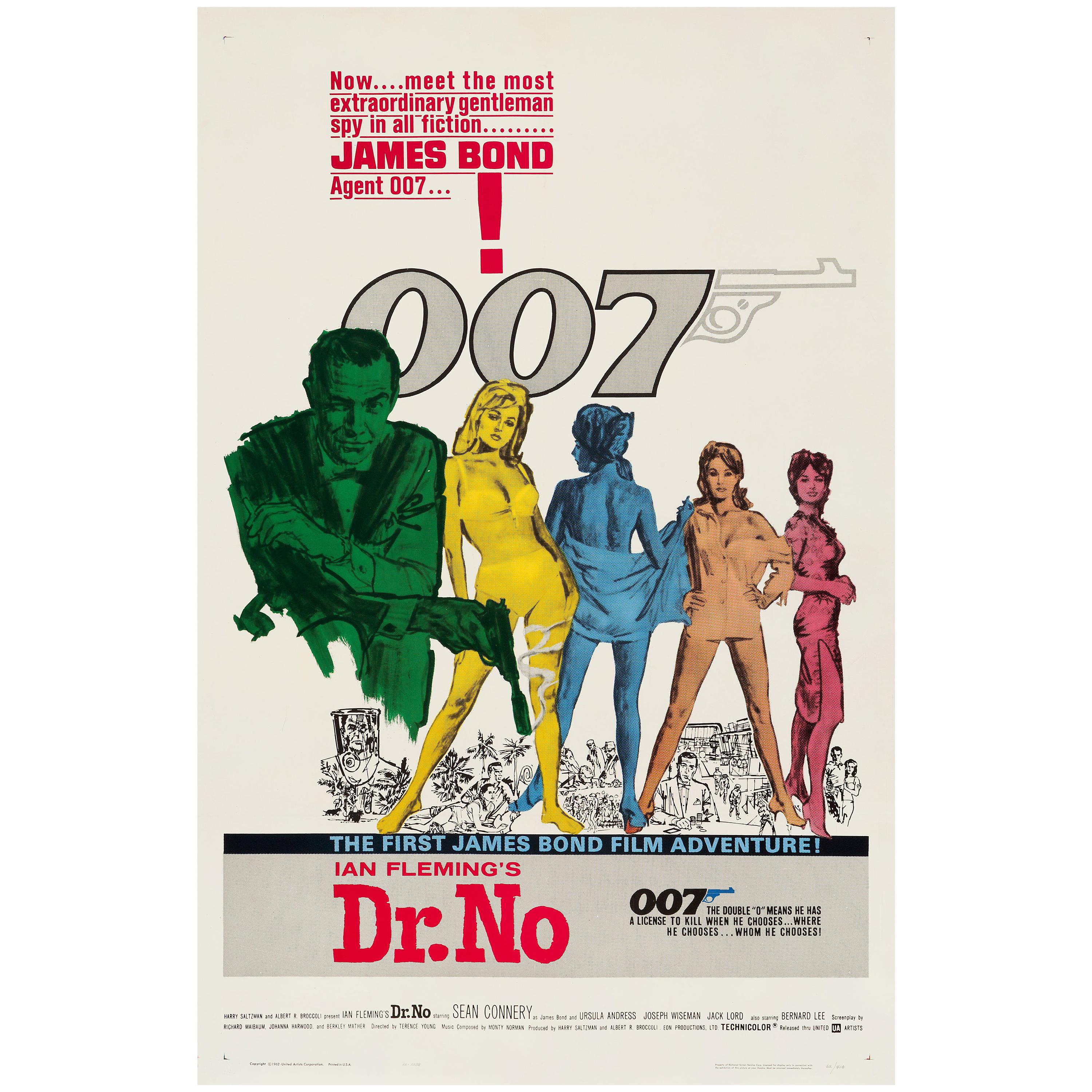 James Bond 'Dr. No' Original Vintage US One Sheet Movie Poster, 1962