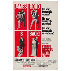 Vintage James Bond 'From Russia with Love' Original US One Sheet Movie Poster, 1964