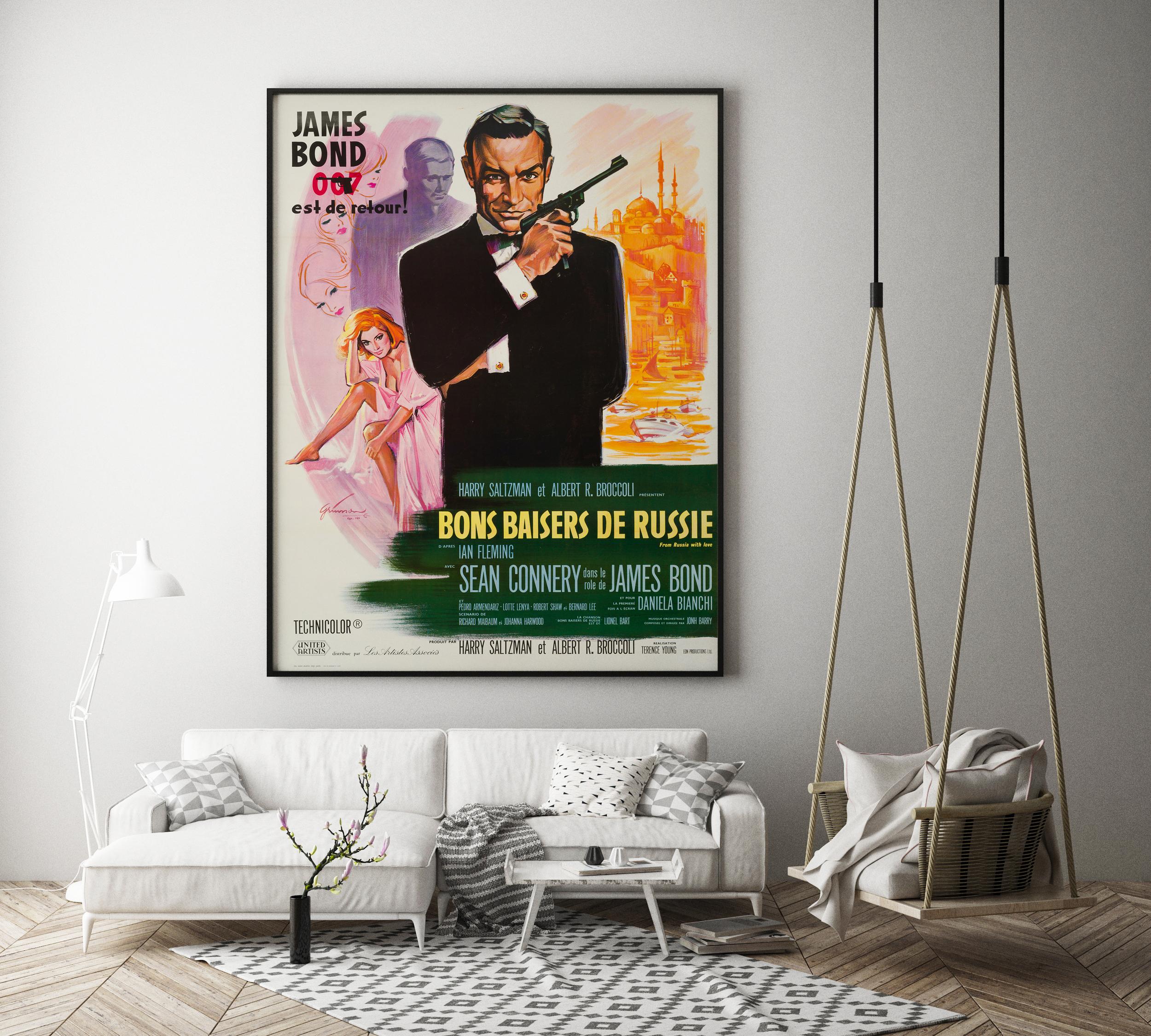 Featured on the cover of James Bond Movie Posters by Tony Nourmand and widely regarded as one of the most beautiful posters ever designed for a James Bond film, Boris Grinsson's stunning painterly artwork for the French release of 