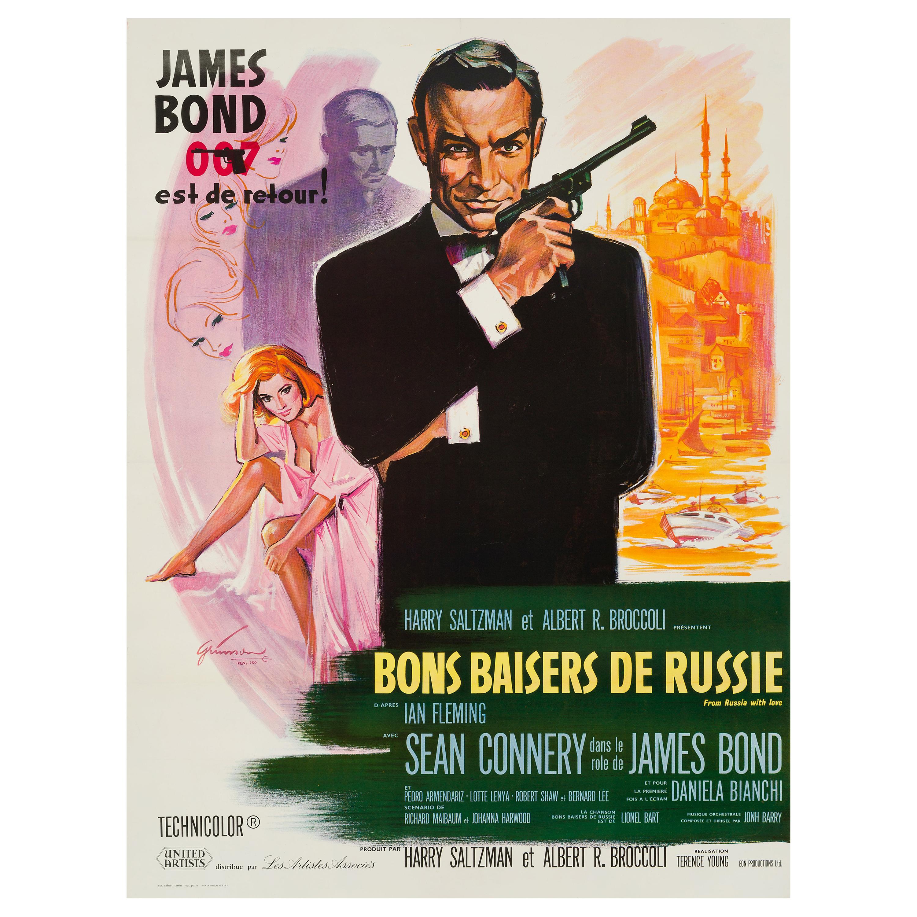 James Bond 'From Russia With Love' Vintage French Movie Poster by Grinsson, 1963