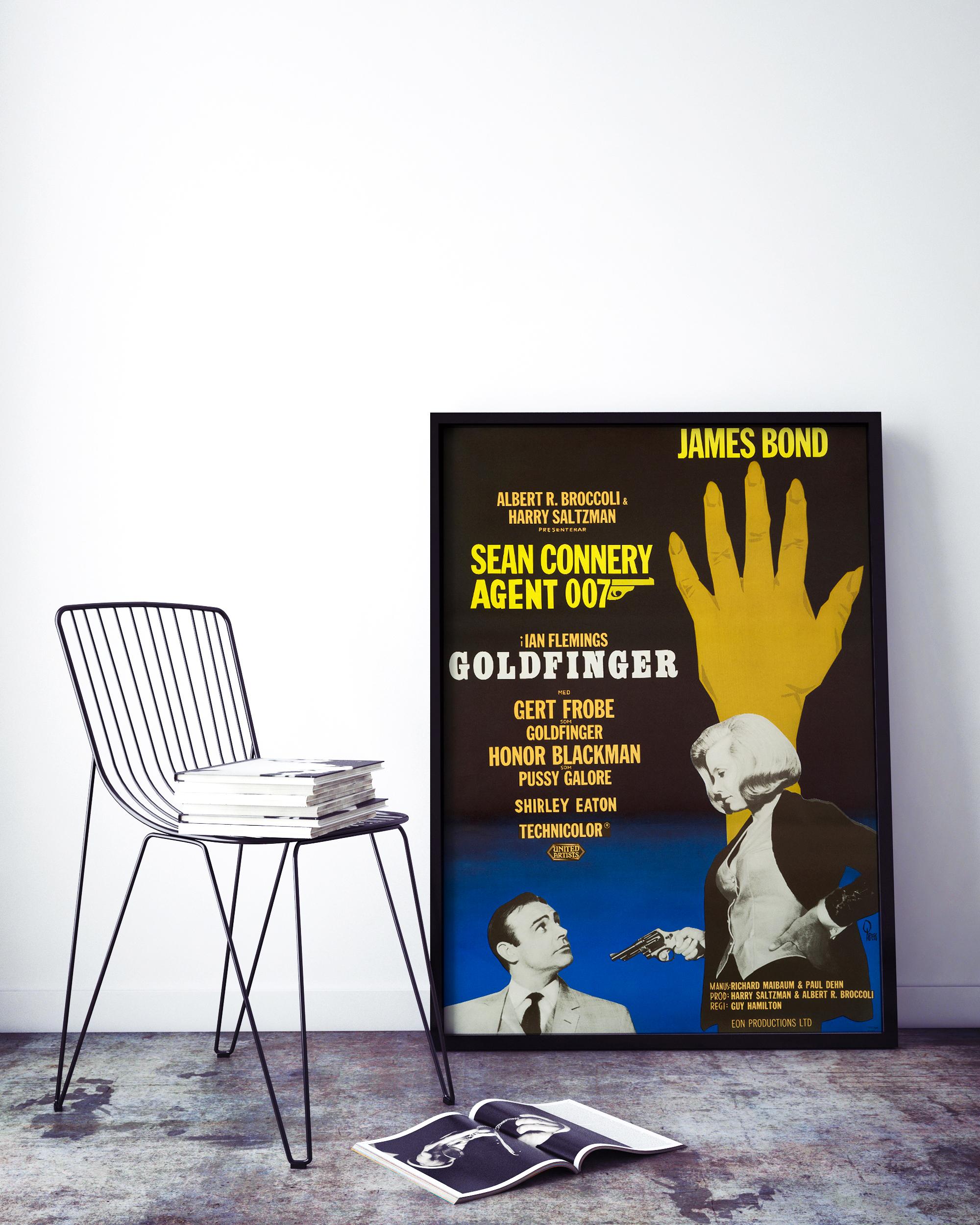 Mid-Century Modern James Bond 'Goldfinger' Original Vintage Film Poster, Swedish, 1967 For Sale