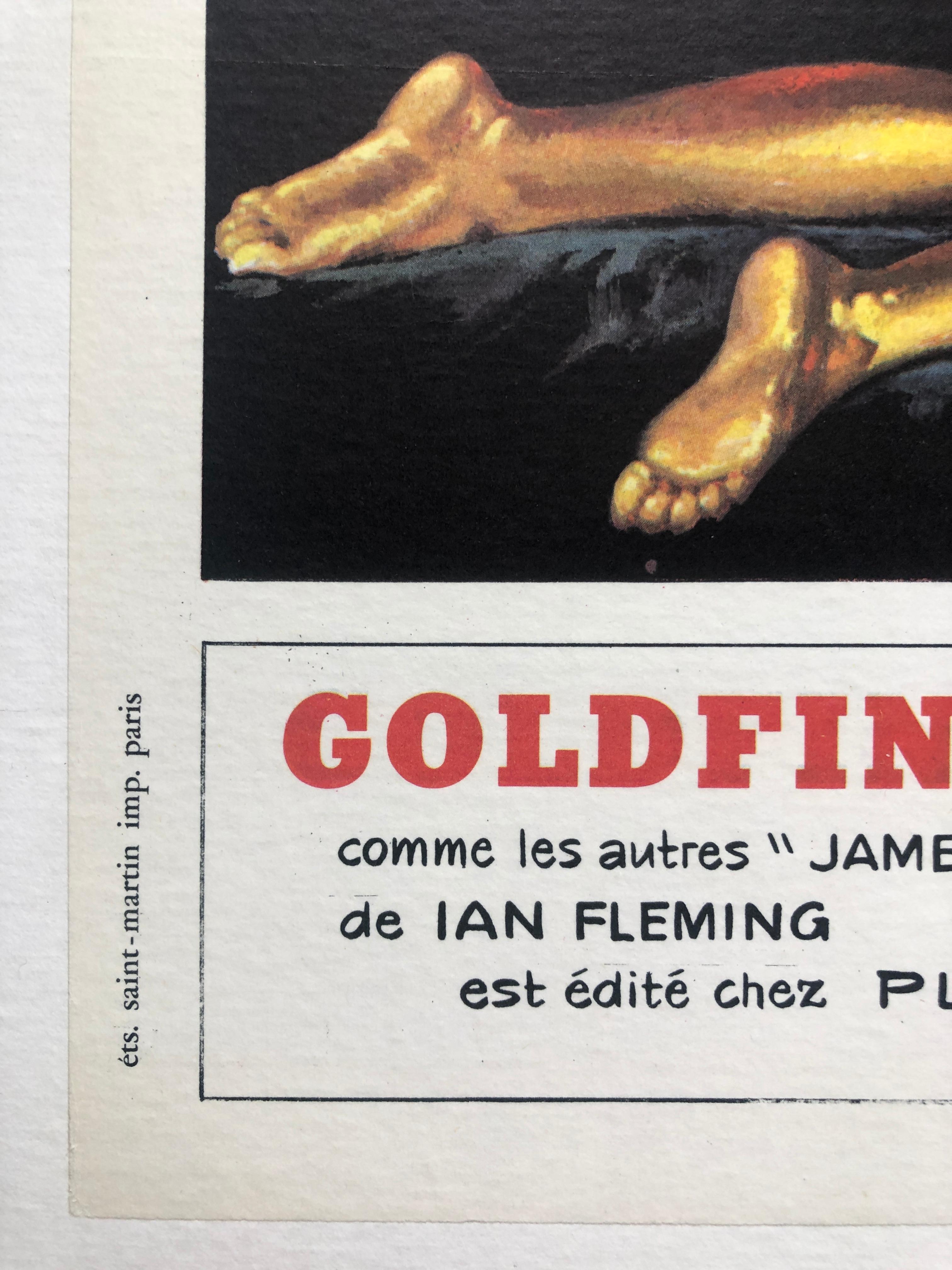 Paper James Bond 'Goldfinger' Original Vintage French Movie Poster, 1965