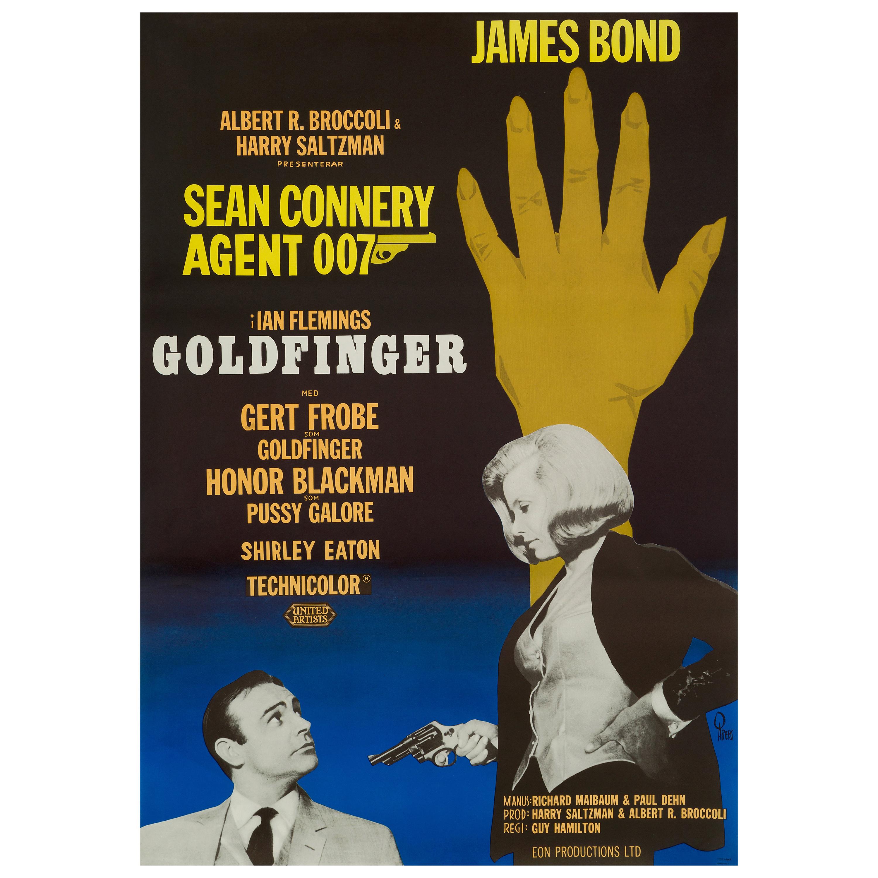 James Bond 'Goldfinger' Original Vintage Swedish Movie Poster, 1967