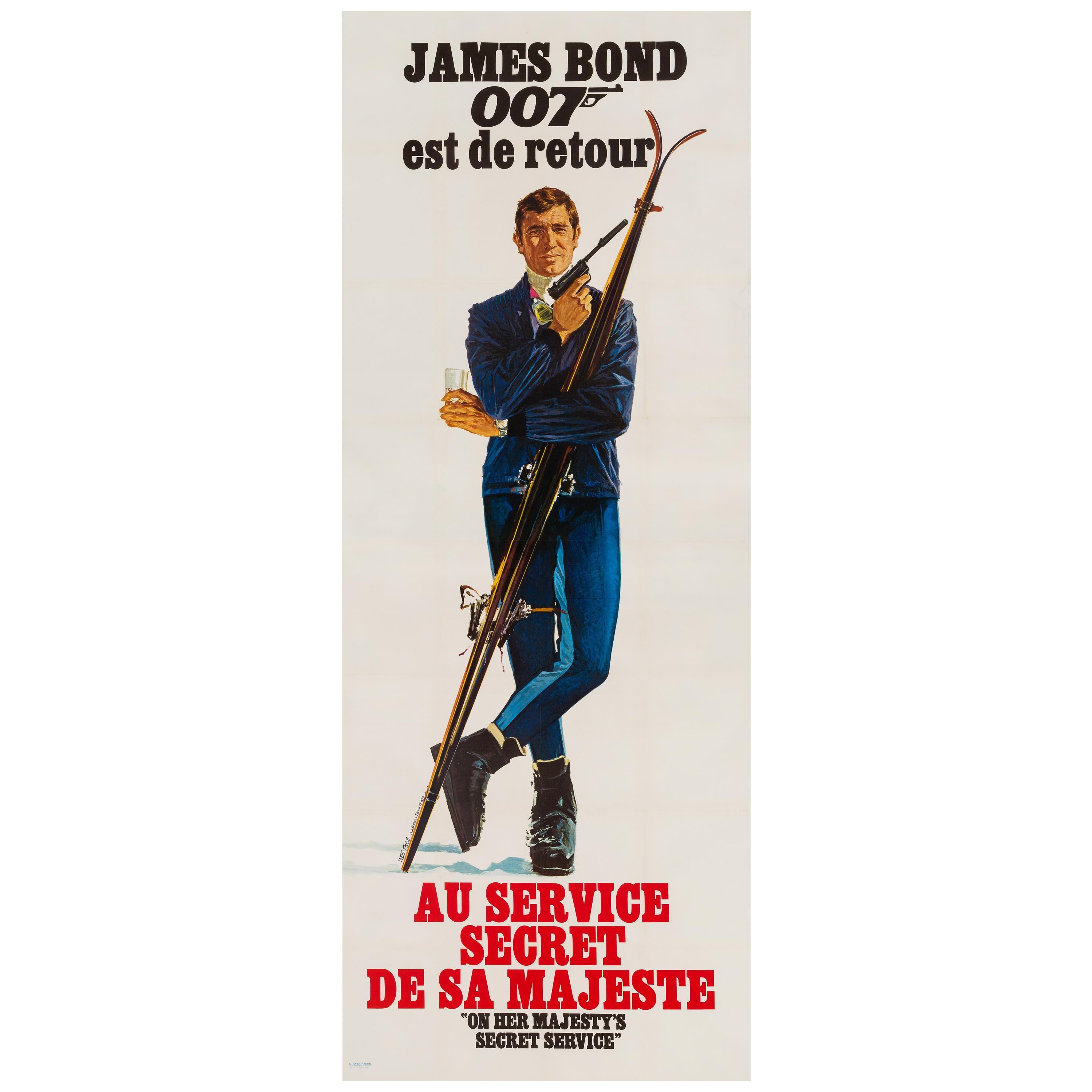 James Bond On Her Majesty's Secret Service Vintage French Movie Ski Poster, 1969