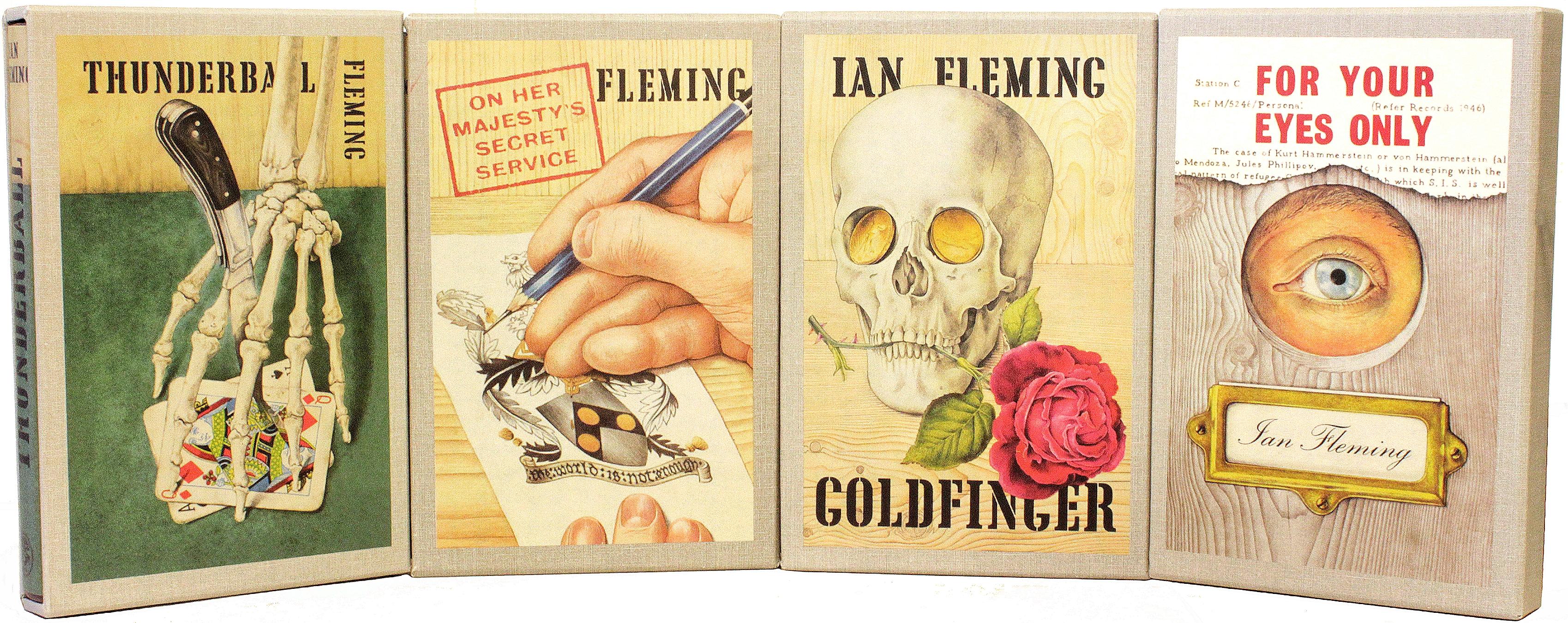 AUTHOR: FLEMING, Ian. 

TITLE: James Bond Series by Ian Fleming, Facsimile first edition library, 14 Vols. 1. Casino Royale 2. Doctor No 3. Diamonds are forever 4. For your eyes only 5. From Russia with love 6. Goldfinger 7. Live and let die 8. The