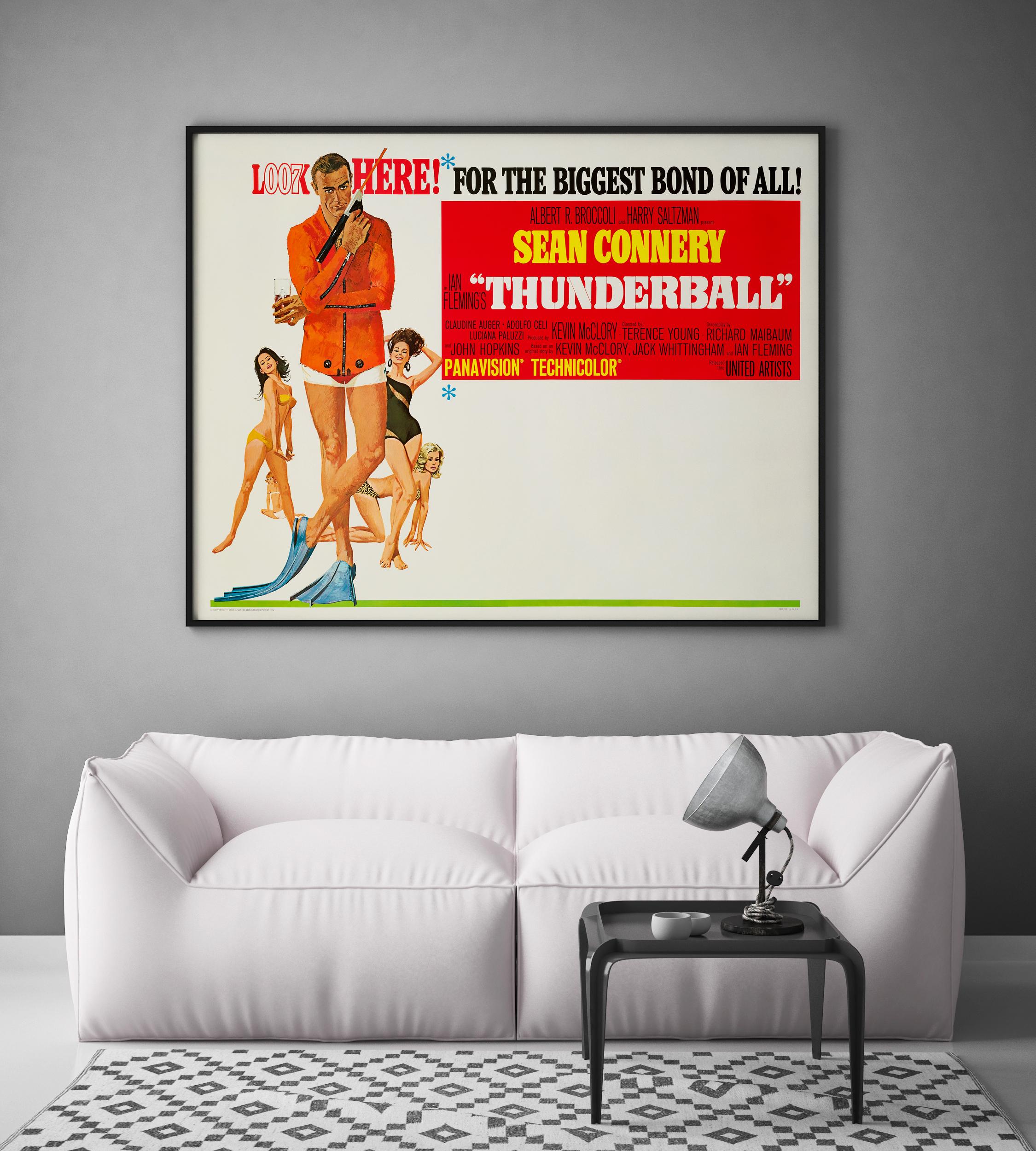 Mid-Century Modern James Bond 'Thunderball' Original US Subway Movie Poster, 1965