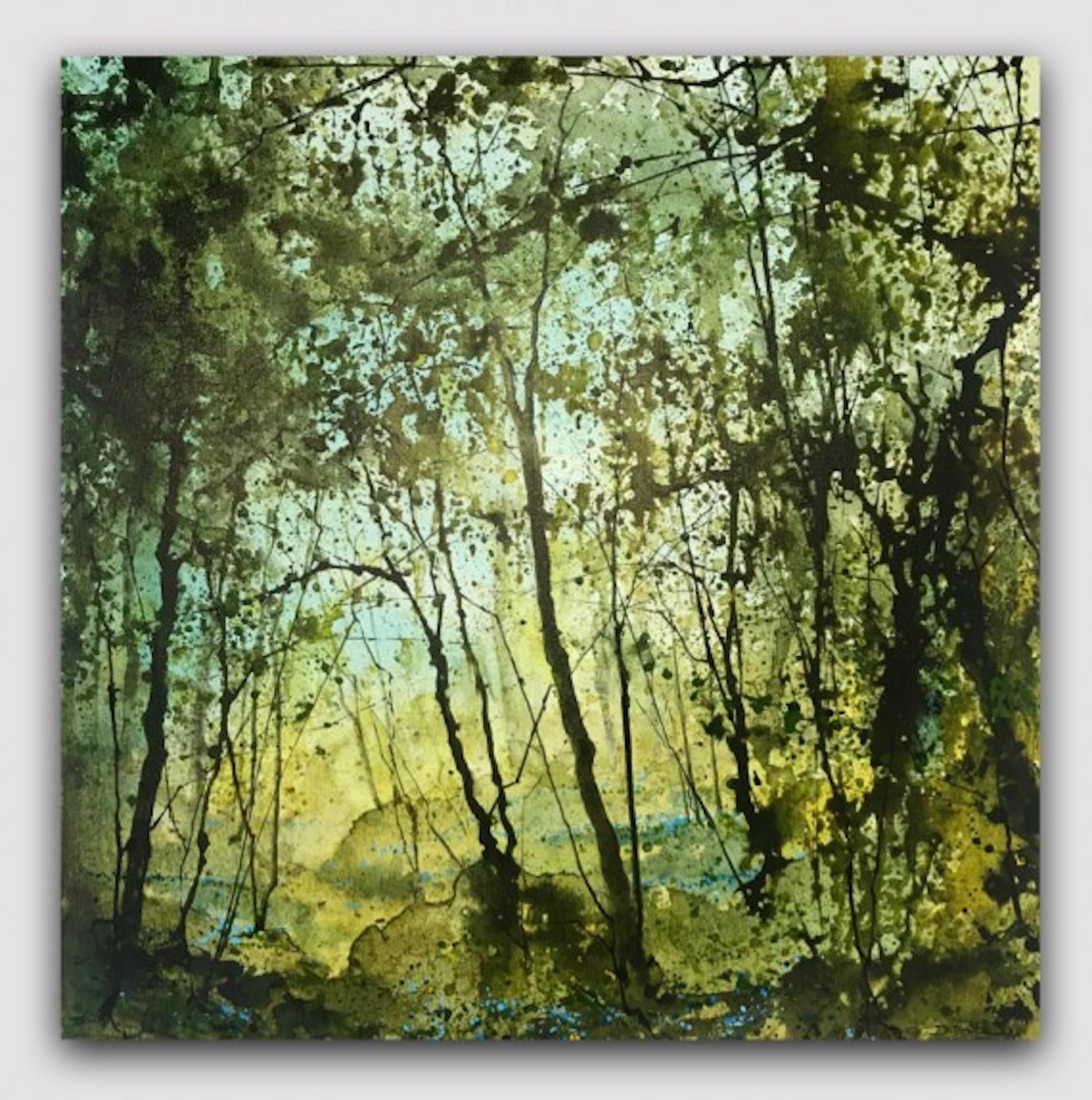 James Bonstow, Greenway, peinture originale de paysage de bois, Art abordable en vente 1