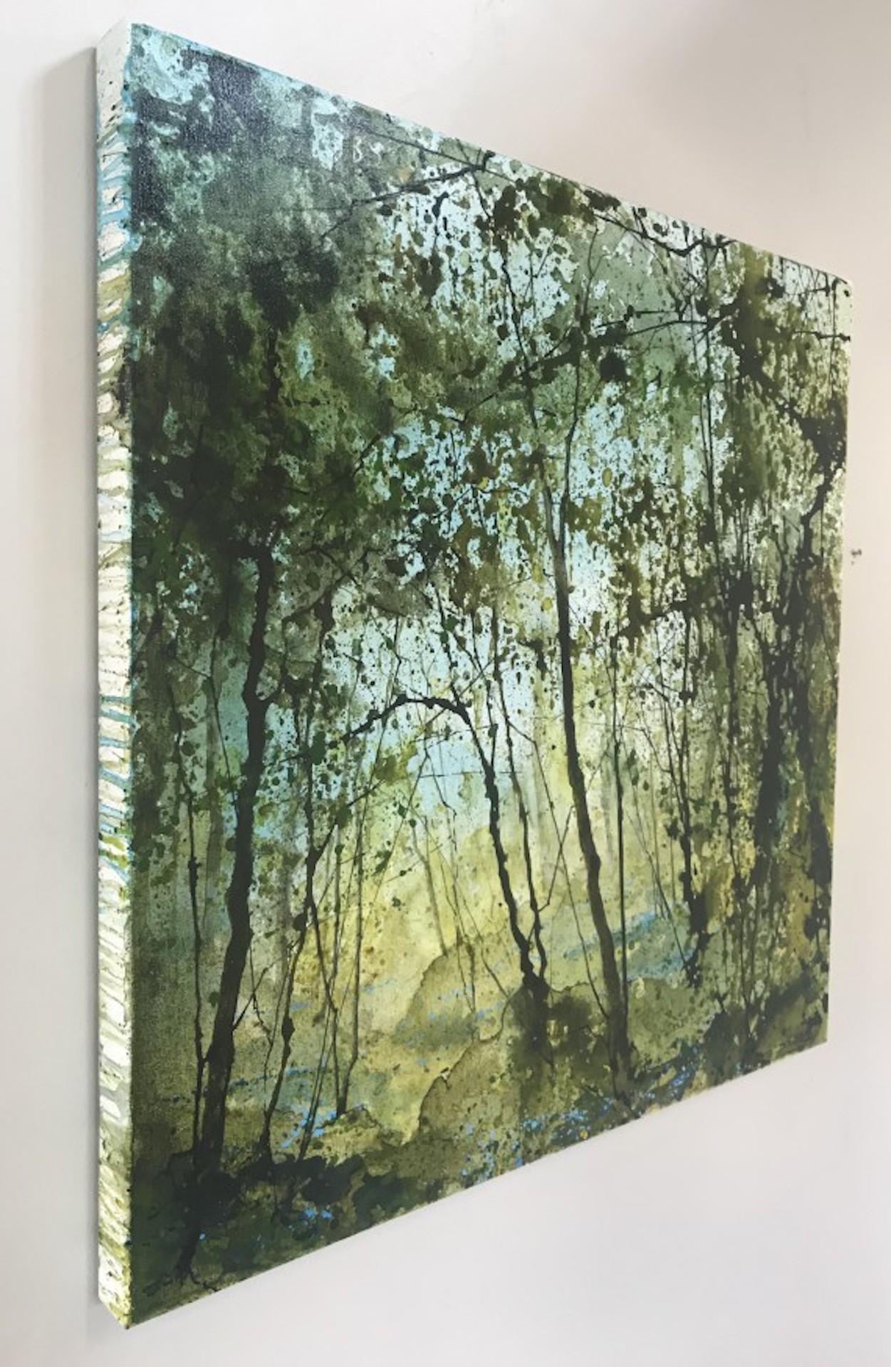 James Bonstow, Greenway, peinture originale de paysage de bois, Art abordable en vente 2
