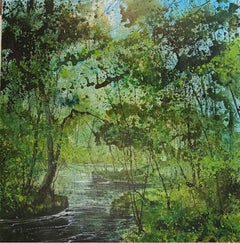 James Bonstow, River Dart 3, Woodland Landscape Painting, Contemporary Art