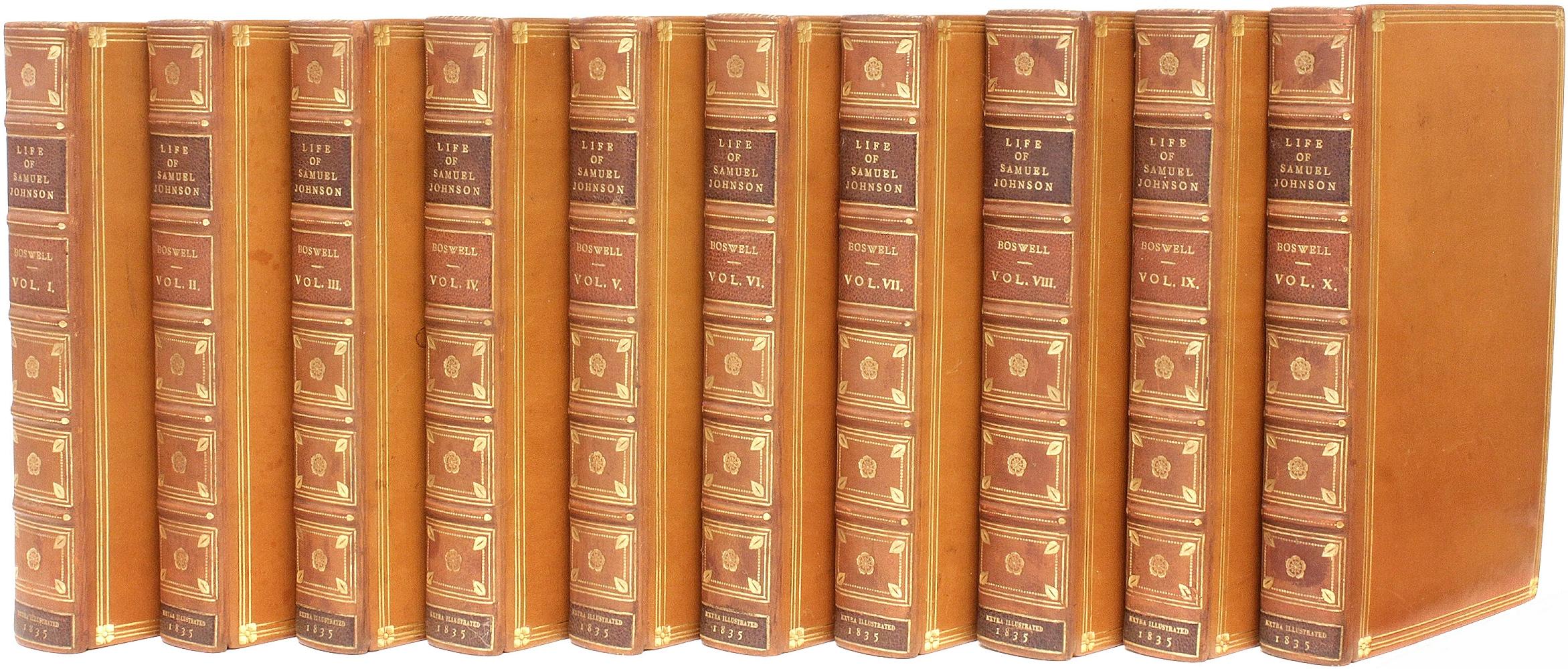 AUTHOR: BOSWELL, James. 

TITLE: The Life Of Samuel Johnson.

PUBLISHER: London: John Murray, 1835.

DESCRIPTION: EXTRA ILLUSTRATED. 10 vols., 6-11/16