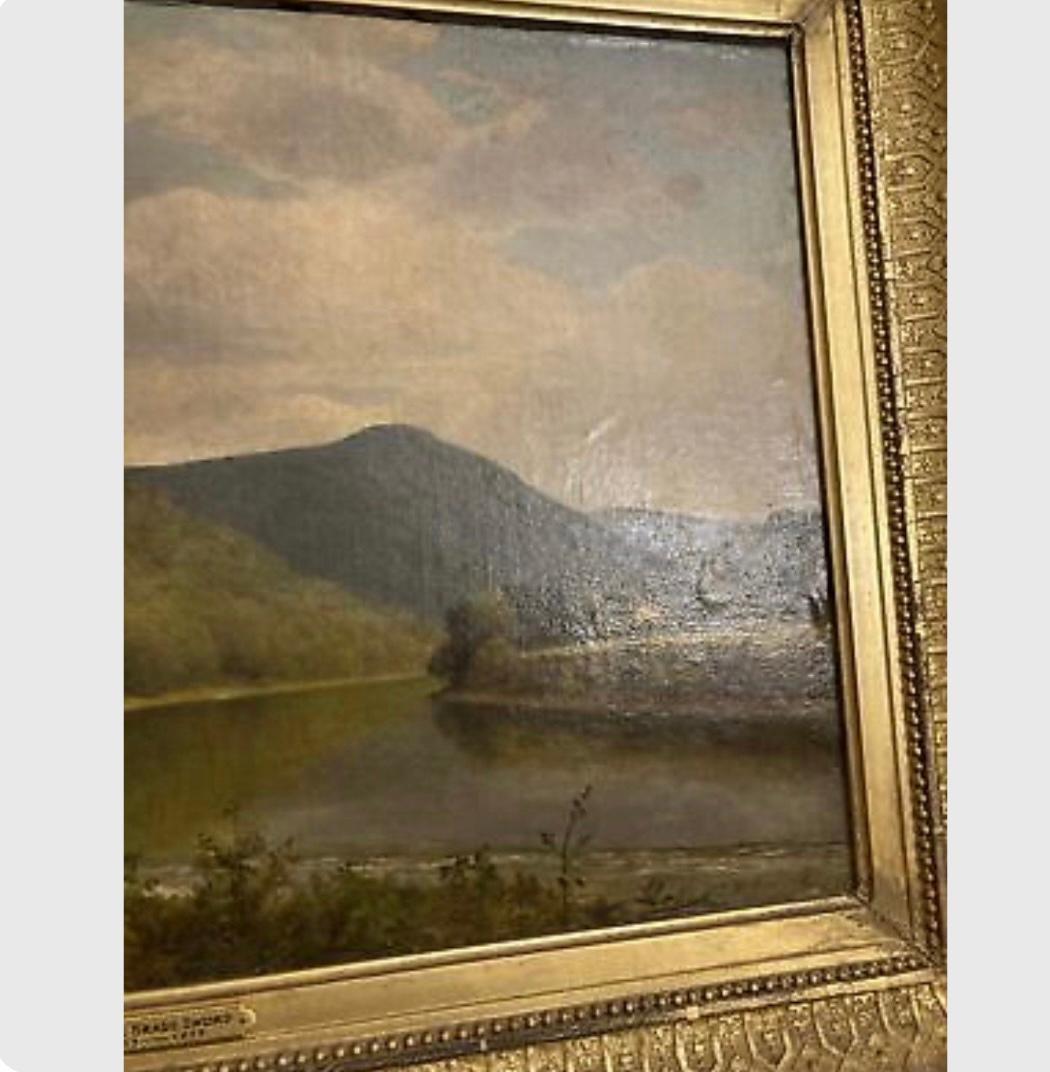 Artista quotato James Brade Sword (1839-1915) Pittura a olio su tela Paesaggio. Firmato e incorniciato in buono stato. Can avrebbe bisogno di una pulizia misure 29x22