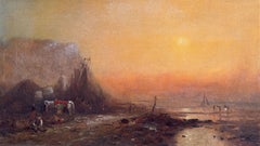 "Mending the Nets at Sunset" James Brade Sword, Atmospheric, Hudson River School