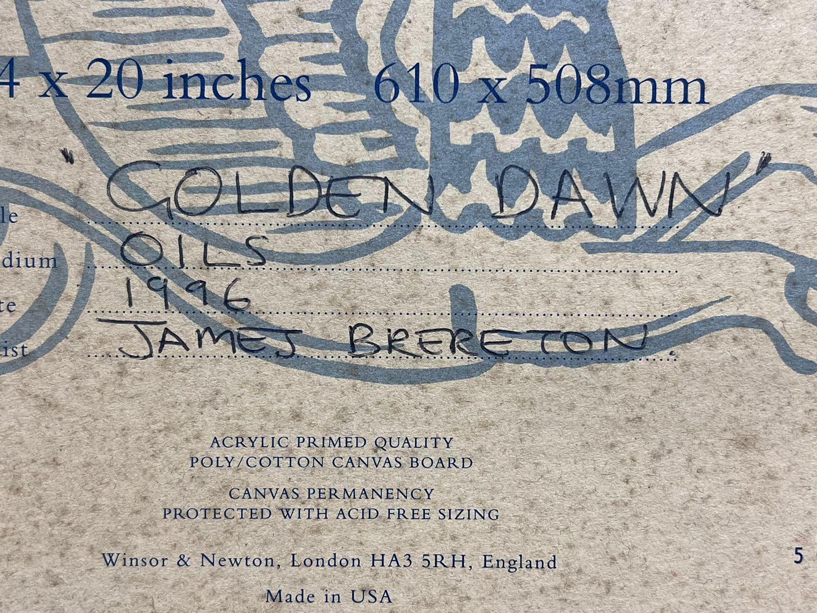 Classic Tall Sailing Ship on High Seas Sunrise Golden Dawn British Marine Oil 3