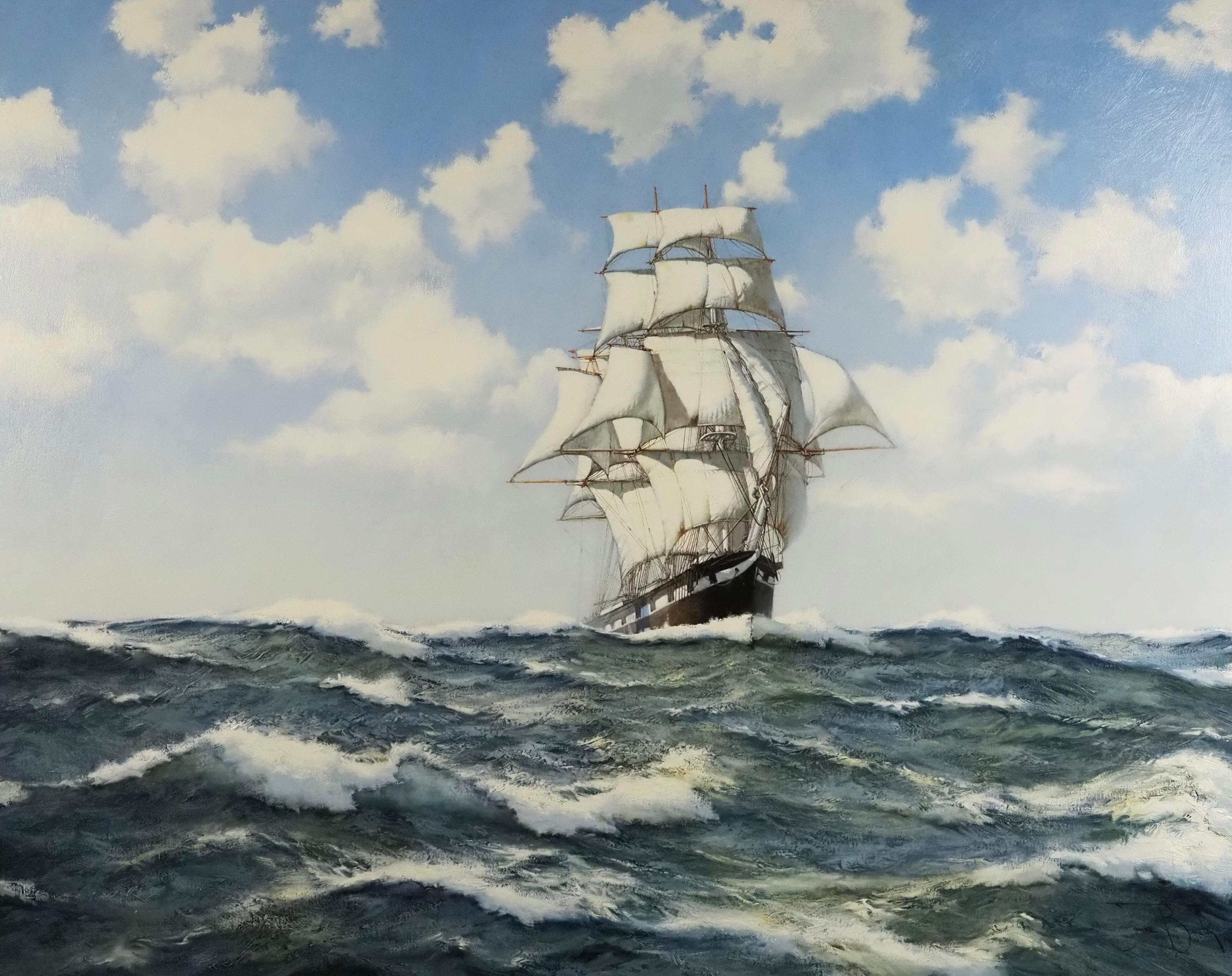 Mounting the waves - Painting by James Brereton