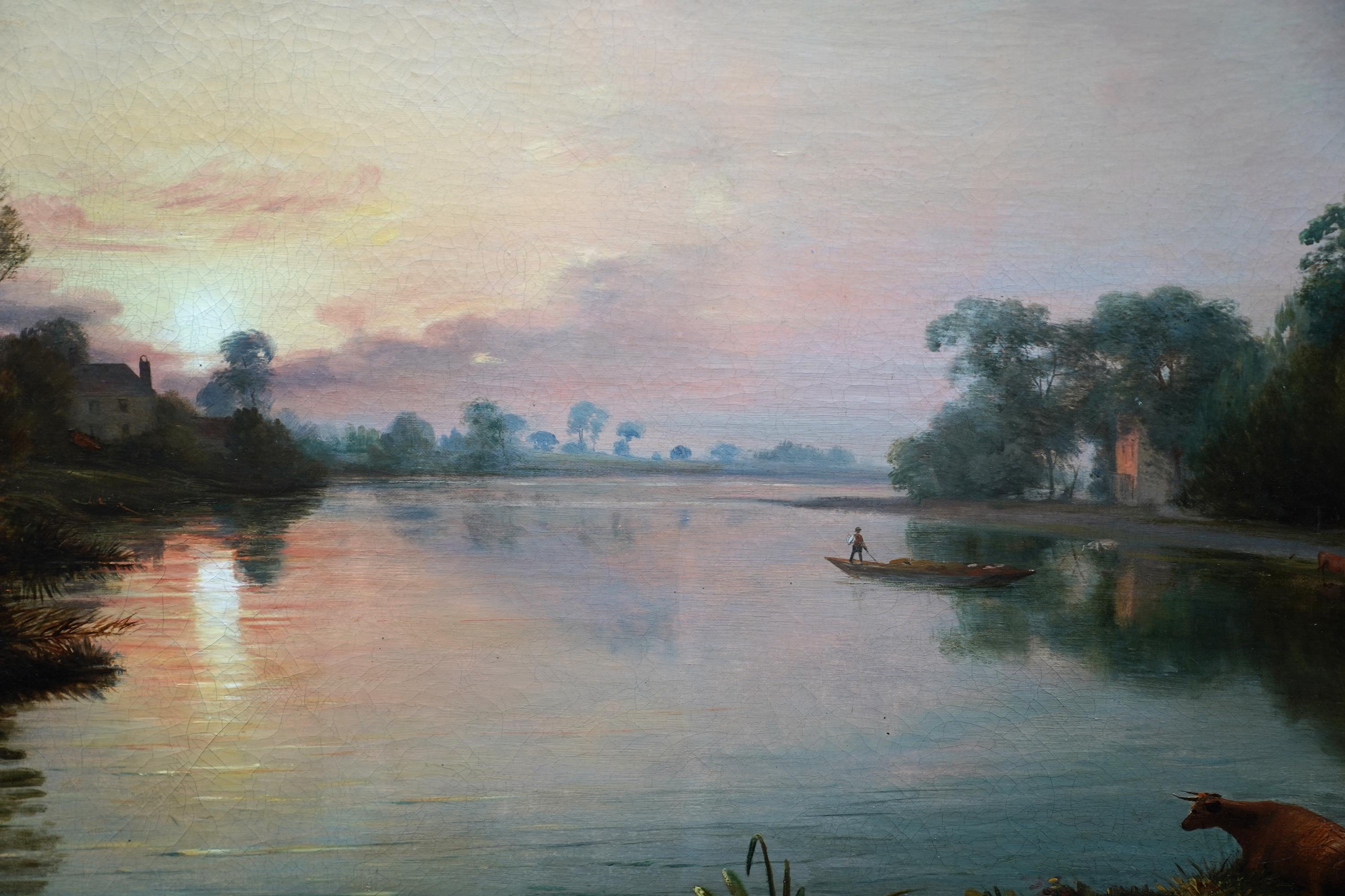 James Bridges River Isis near Oxford at Twilight British 19th