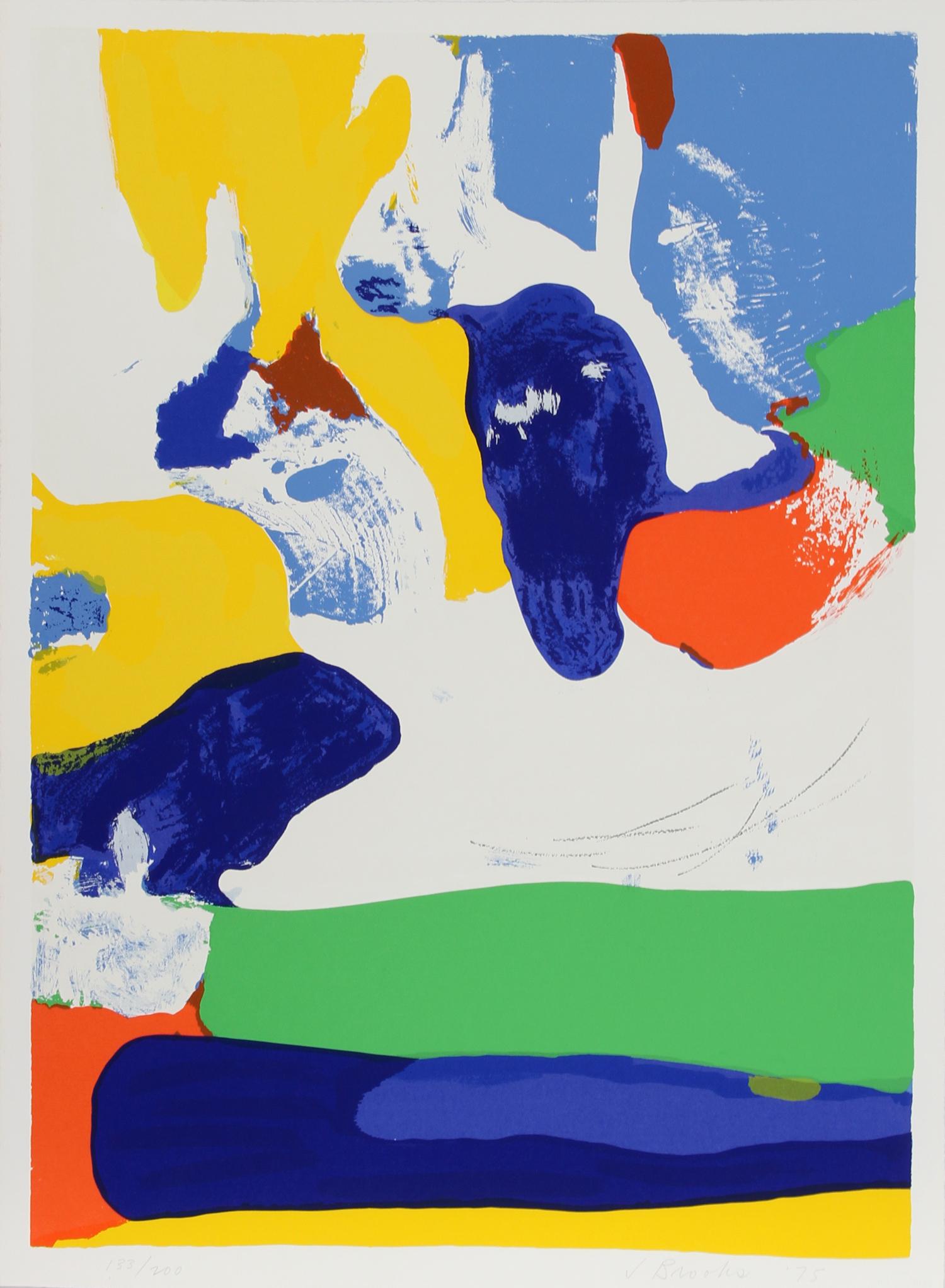 An abstract expressionist composition in bright and cheerful colors. Rather than opt for the moody and dark tone of other expressionists, this print uses almost youthful shades. The print is signed and numbered in pencil.

Concord
James Brooks,