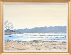 Impressionist Style Pastell Blau Texas Hill Country Landschaft Gemälde von einem Fluss