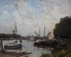 Harbour Seascape - Scottish Edwardian Impressionist art marine oil painting