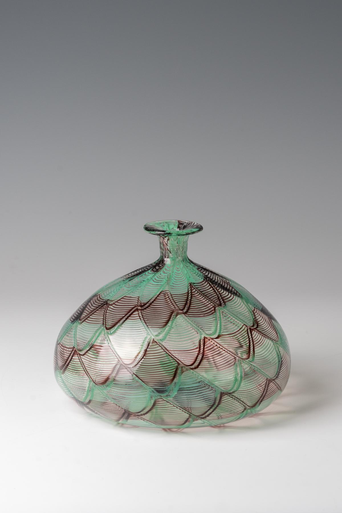 Italian James Carpenter, 'Venini Zanfirico' vase, 1982 For Sale