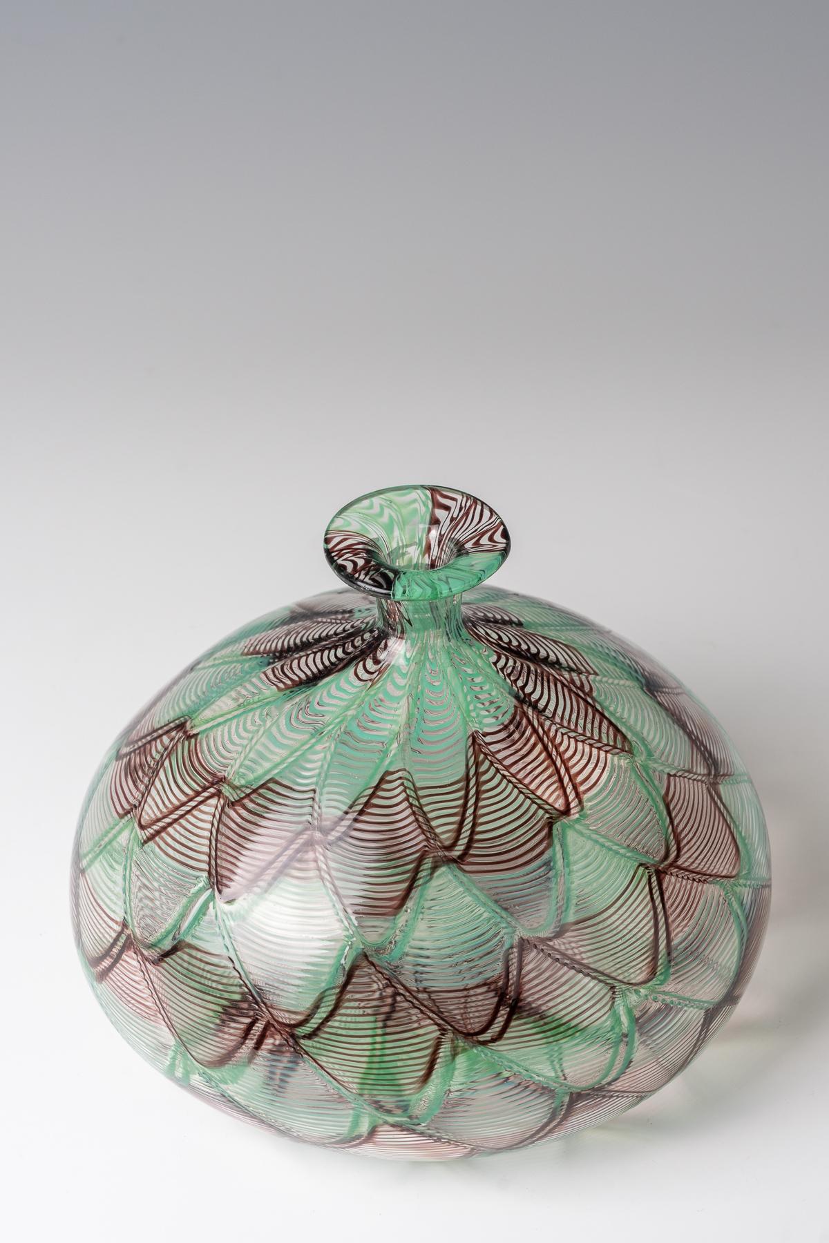 Hand-Crafted James Carpenter, 'Venini Zanfirico' vase, 1982 For Sale